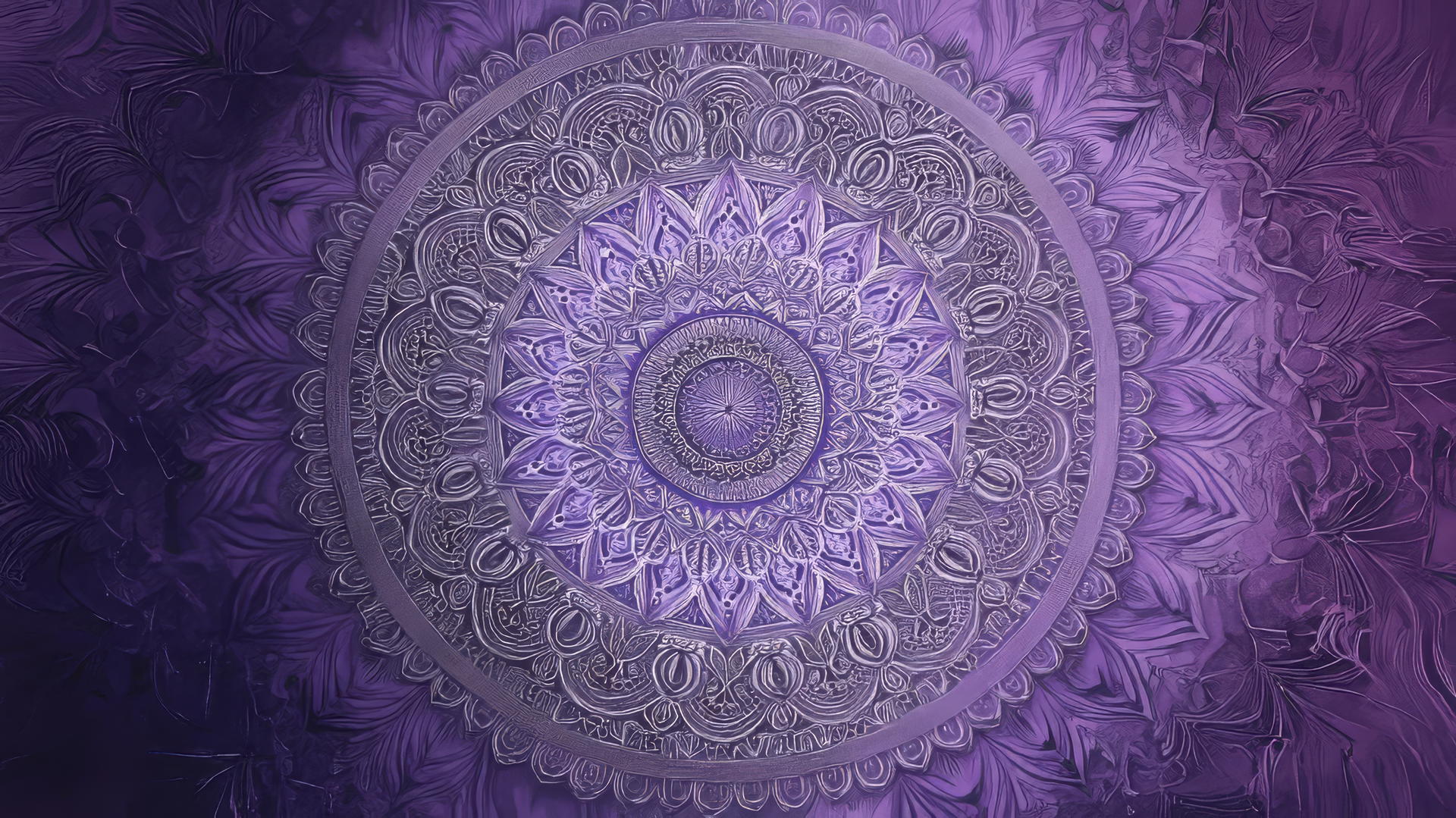 Aesthetic purple wallpaper with intricate mandala patterns