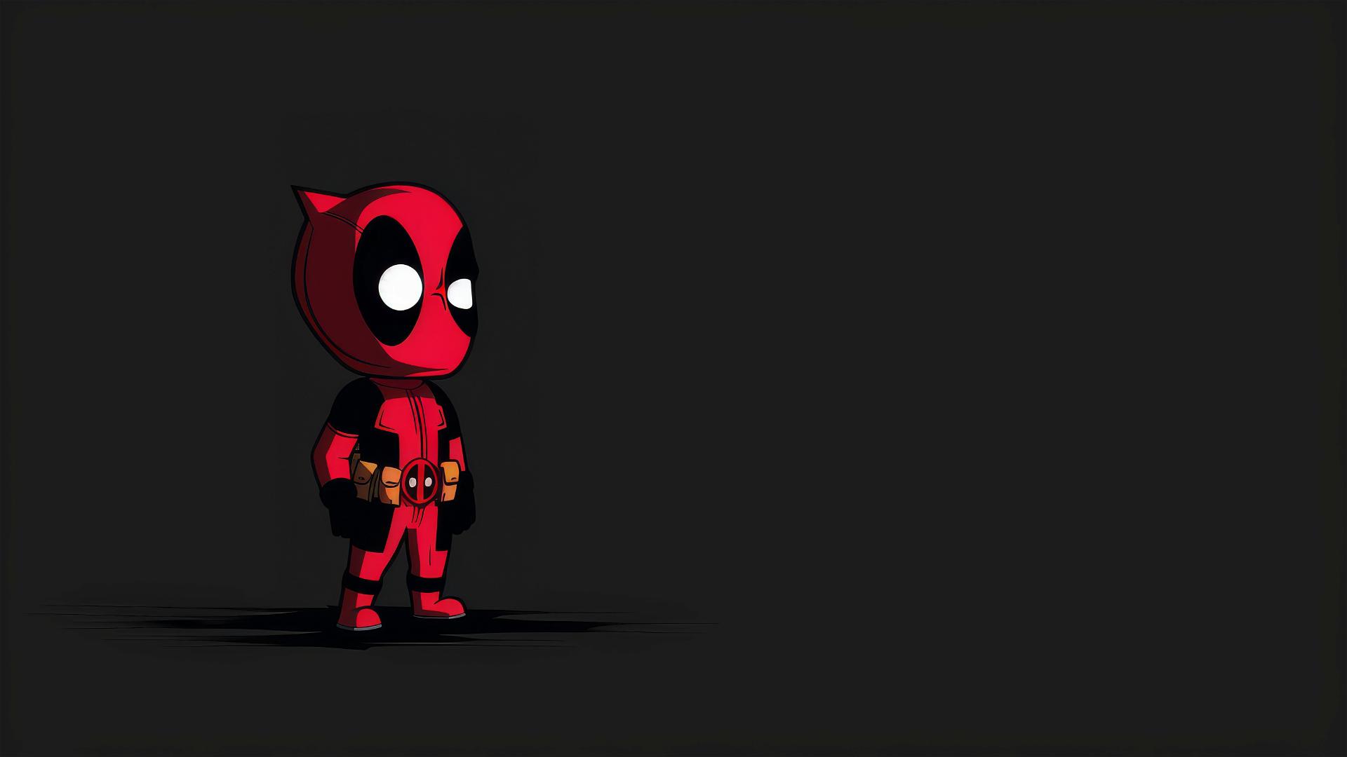 8-bit pixel art of Deadpool on a solid black background