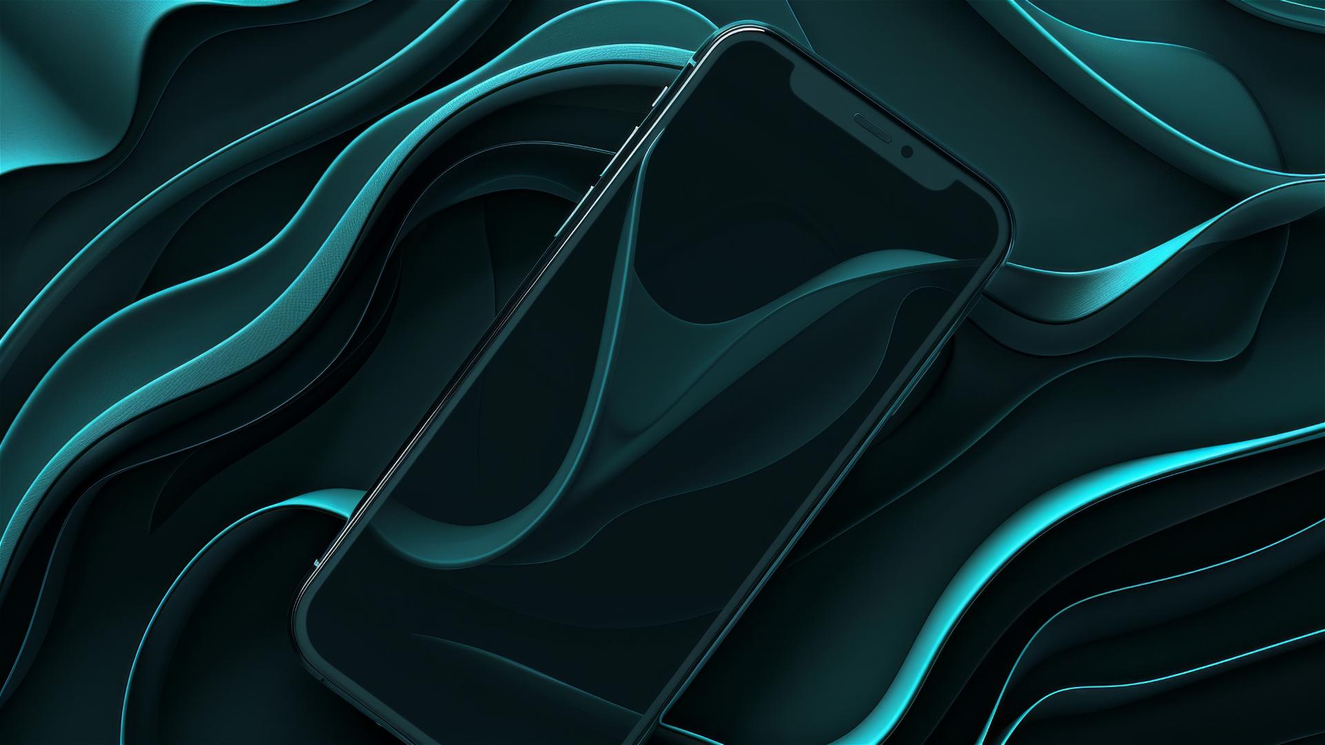 Elegant black and teal flowing shapes