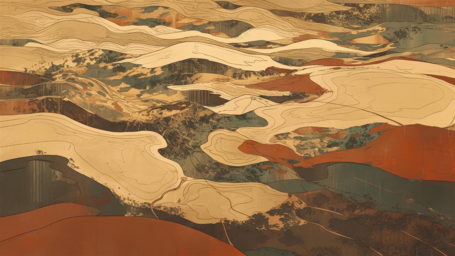 Dune valley with raindrop-patterned sand and acoustic textures