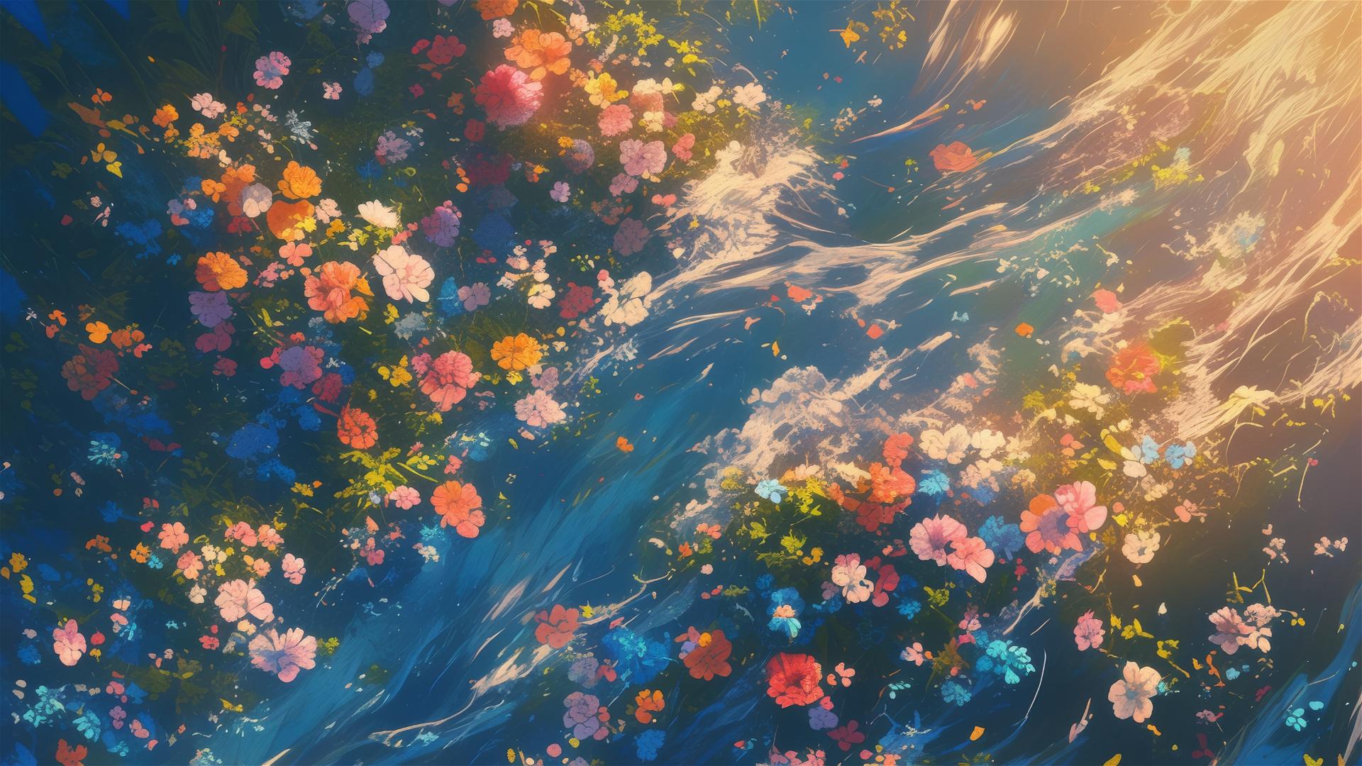 Floral wave-like blooms synchronizing with tides