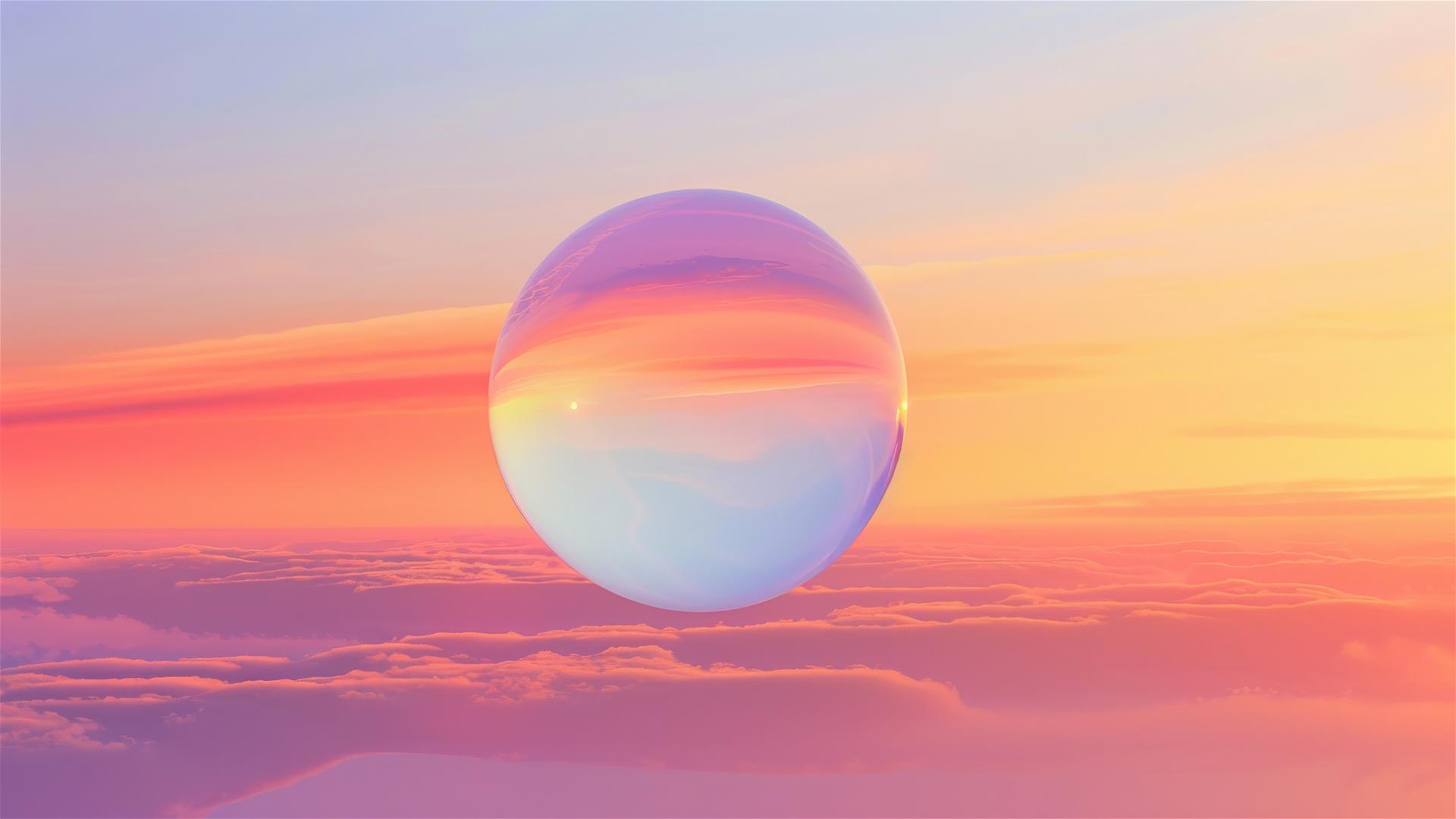 Modern minimalist gradient object floating against a color-transitioning sky