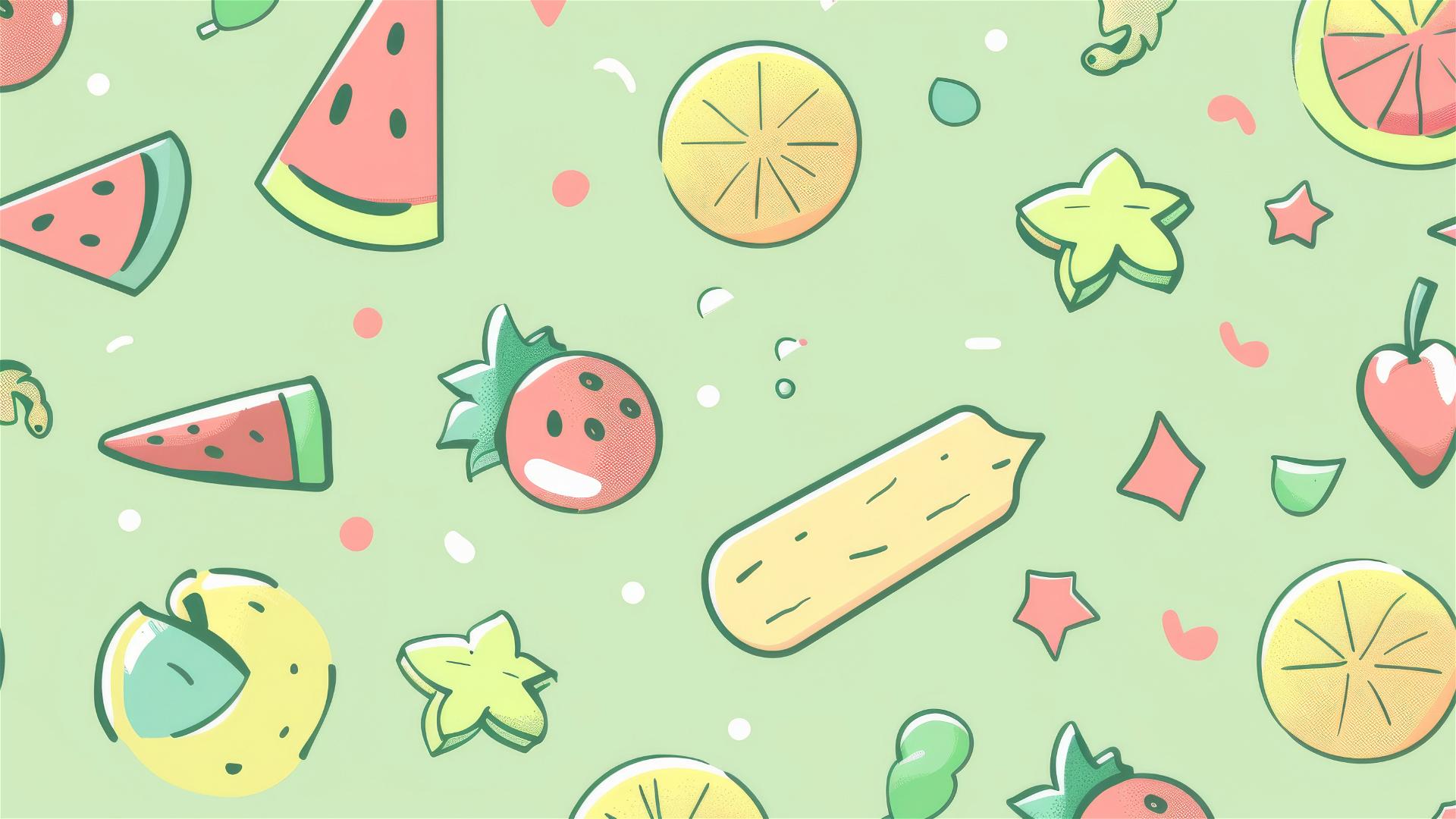 Light green background with cute small icons symbolizing American summer