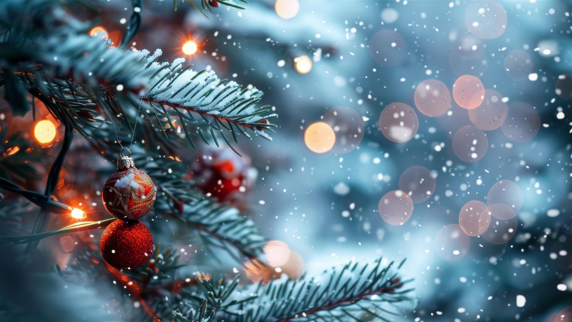 Aesthetic Christmas background with festive elements in 4K resolution