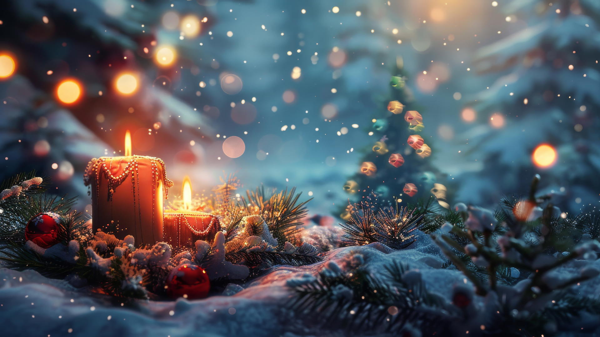 Festive Christmas-themed background with decorations