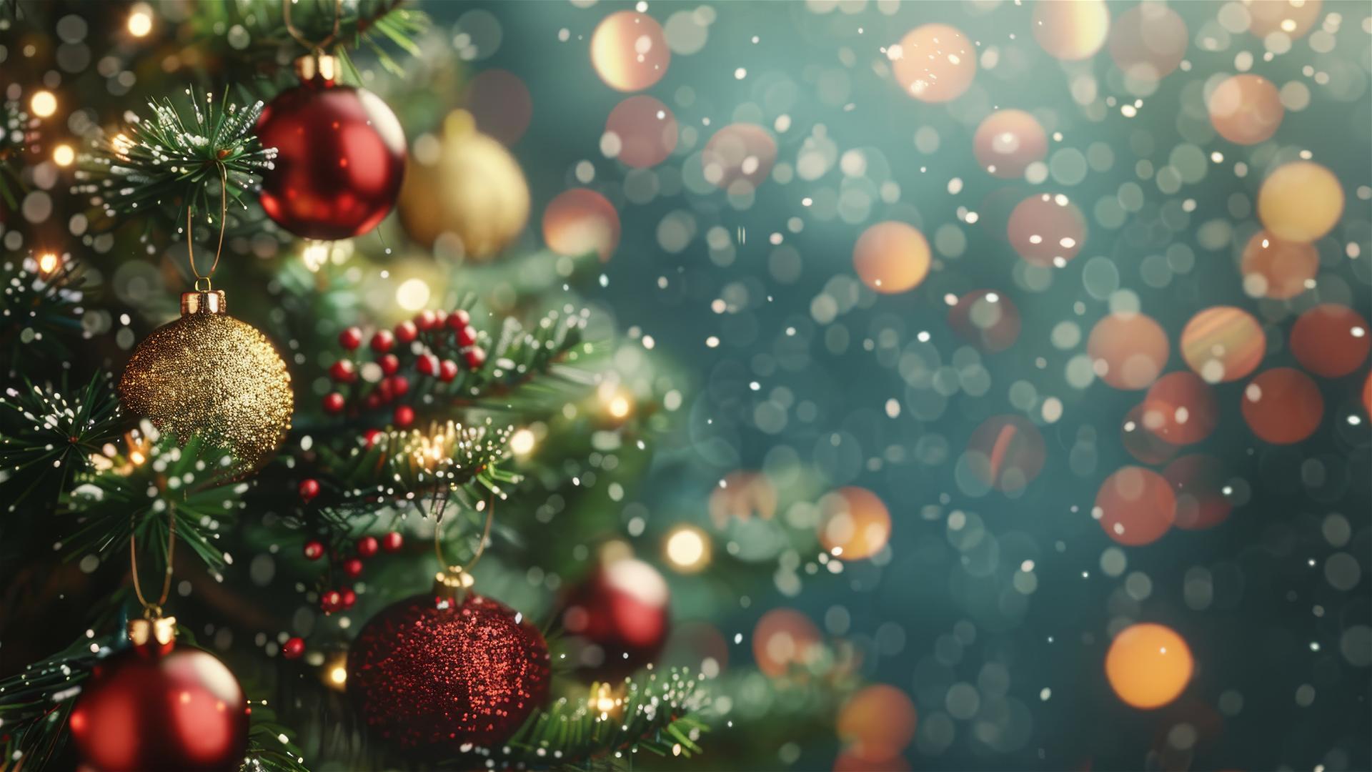 Decorated Christmas tree with colorful lights