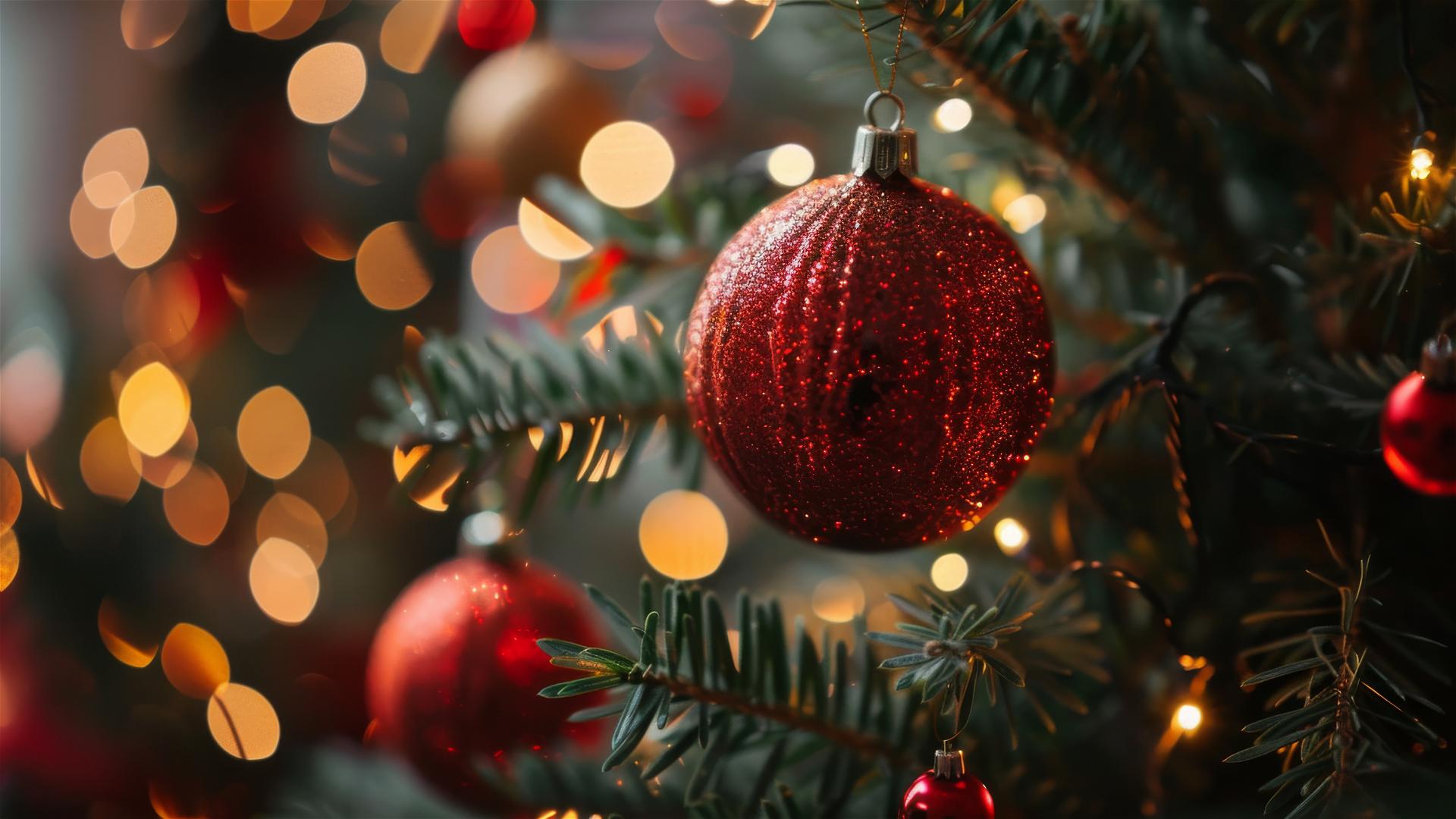 Vibrant Christmas tree adorned with colorful ornaments
