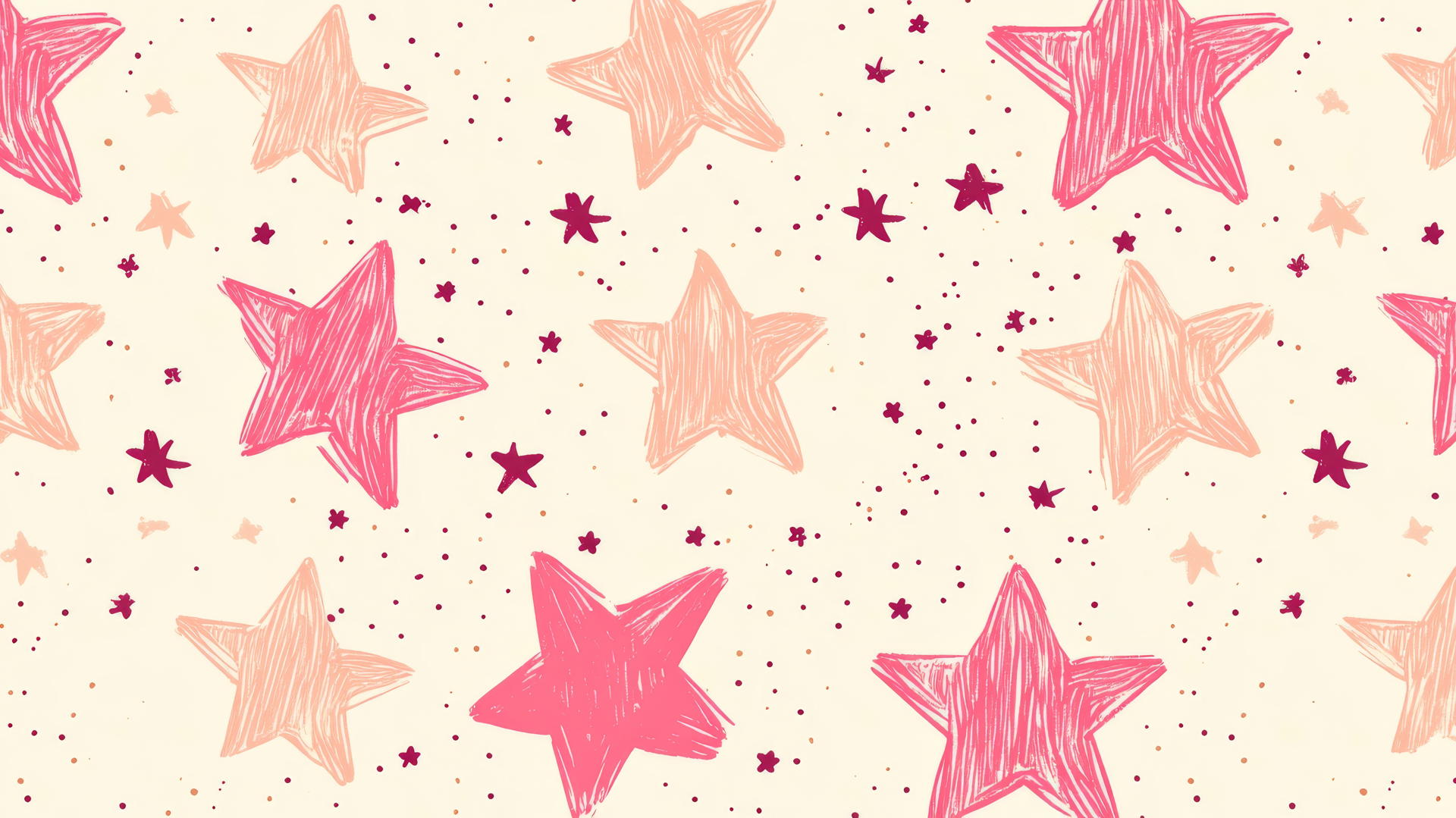 preppy wallpaper with pink stars on creamy hand-drawn background