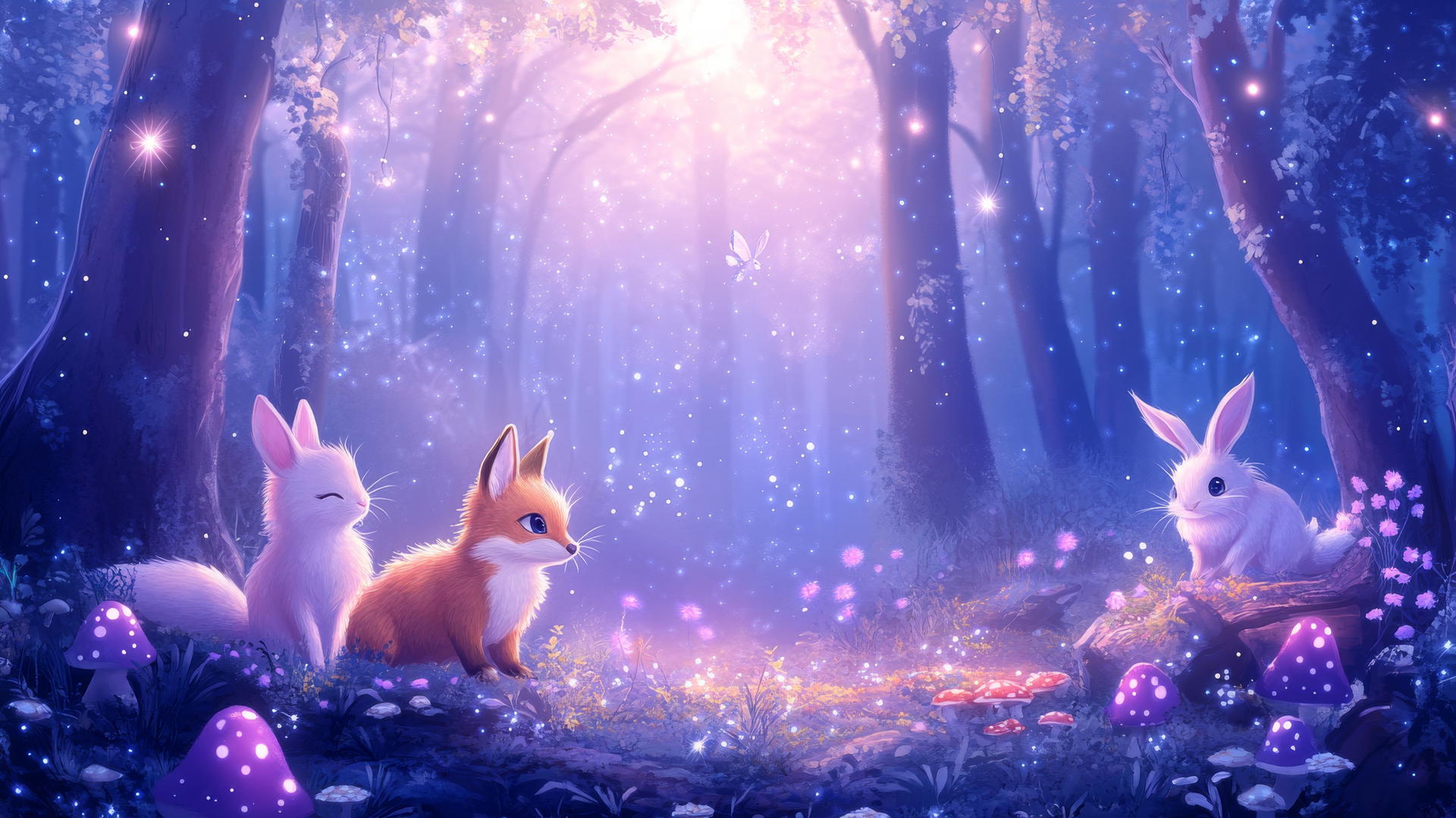 popular cute wallpapers for girls featuring woodland creatures and glowing elements