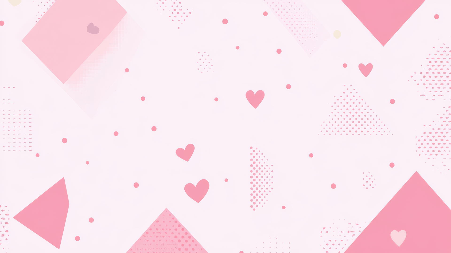 cute pink aesthetic wallpaper with geometric pattern, tiny hearts, and dots