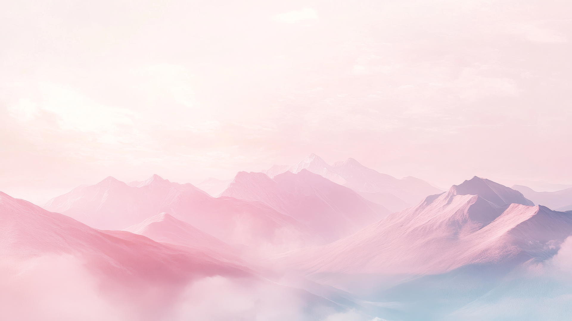light pink wallpaper with pastel mountains and serene sky