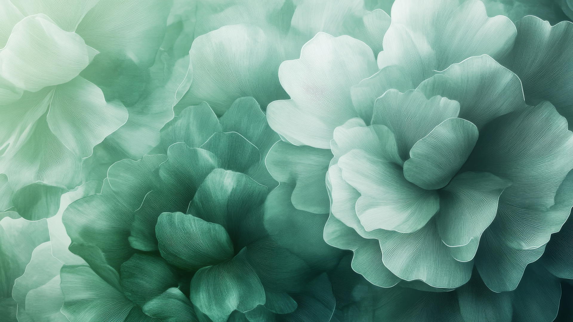Modern abstract green floral wallpaper with oversized petals