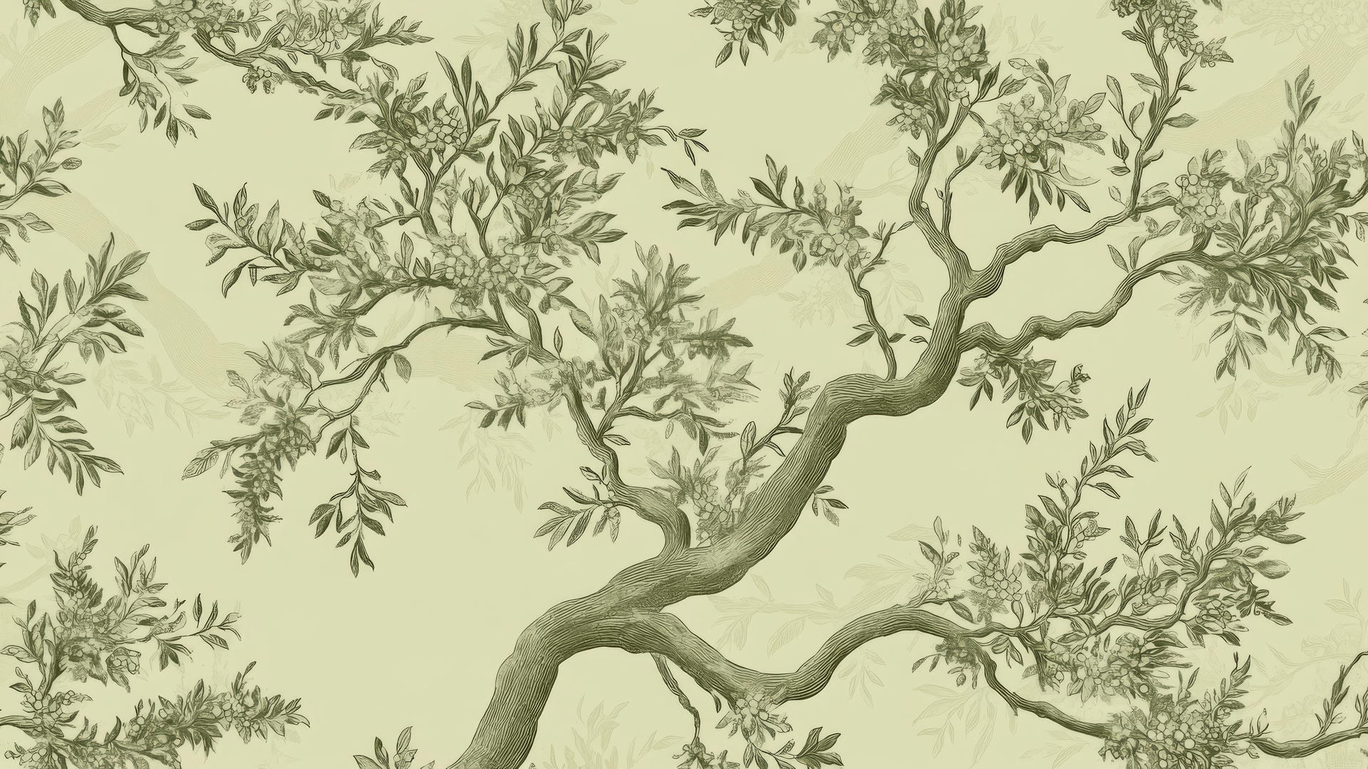olive green wallpaper with ancient olive trees illustration