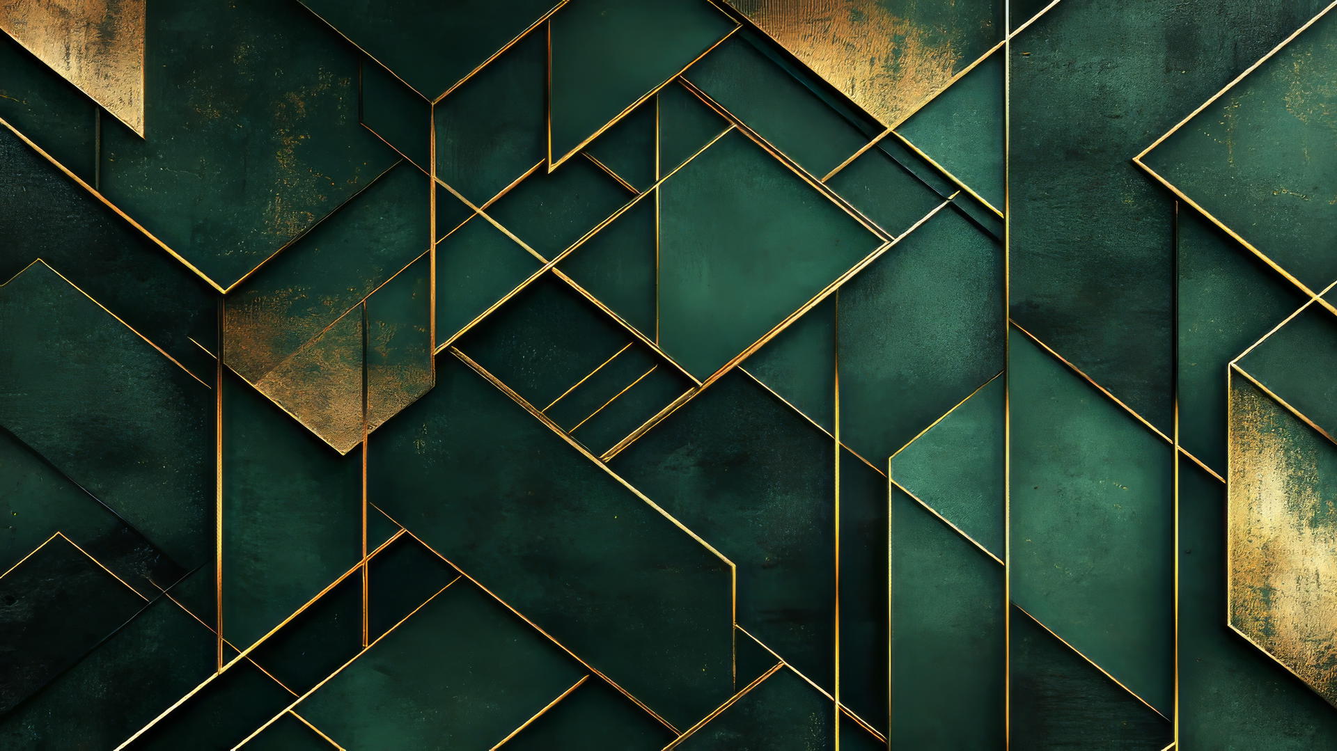 dark green wallpaper with gold geometric patterns