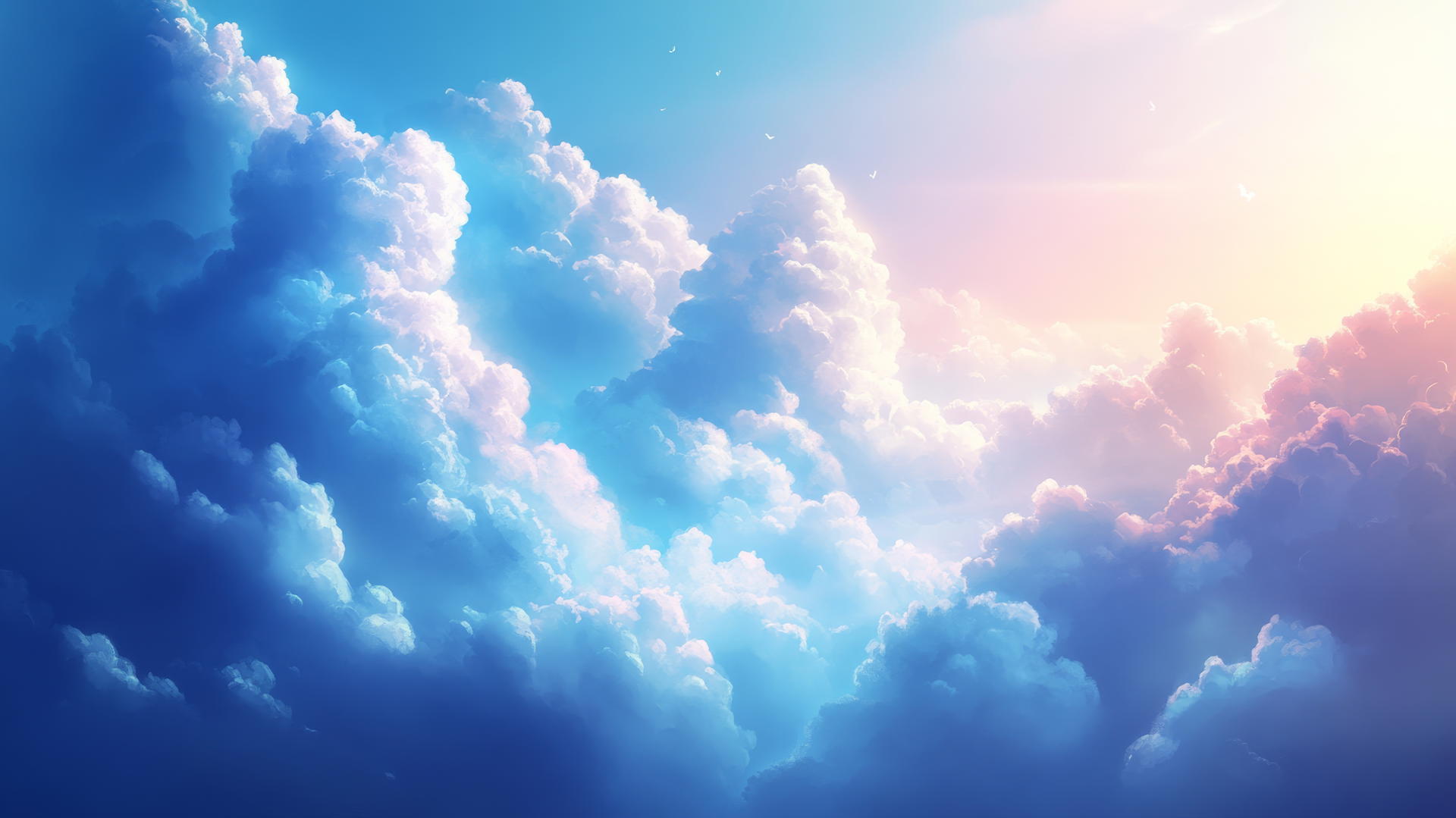 blue wallpaper with soft ethereal clouds in various shades of blue