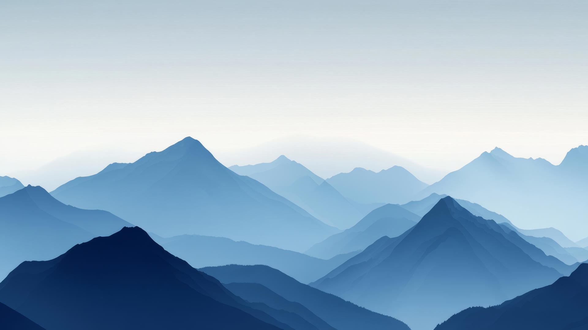 Blue aesthetic wallpaper with abstract mountain peaks and gradient sky