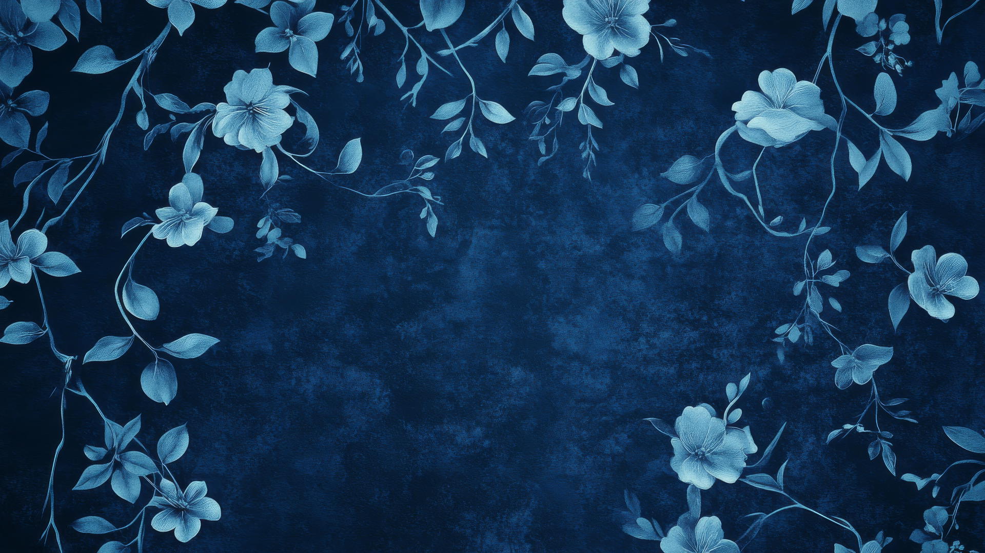 navy blue wallpaper with midnight floral pattern, moonlit flowers and vines