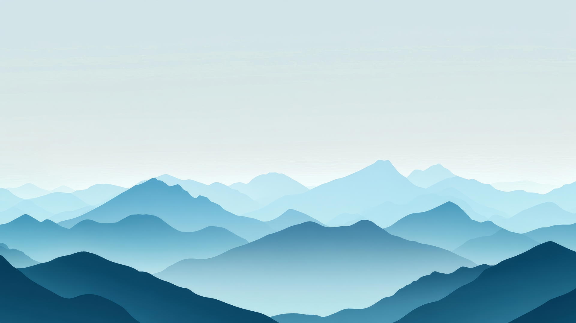 Blue background wallpaper with minimalist mountain silhouettes against a light blue gradient sky