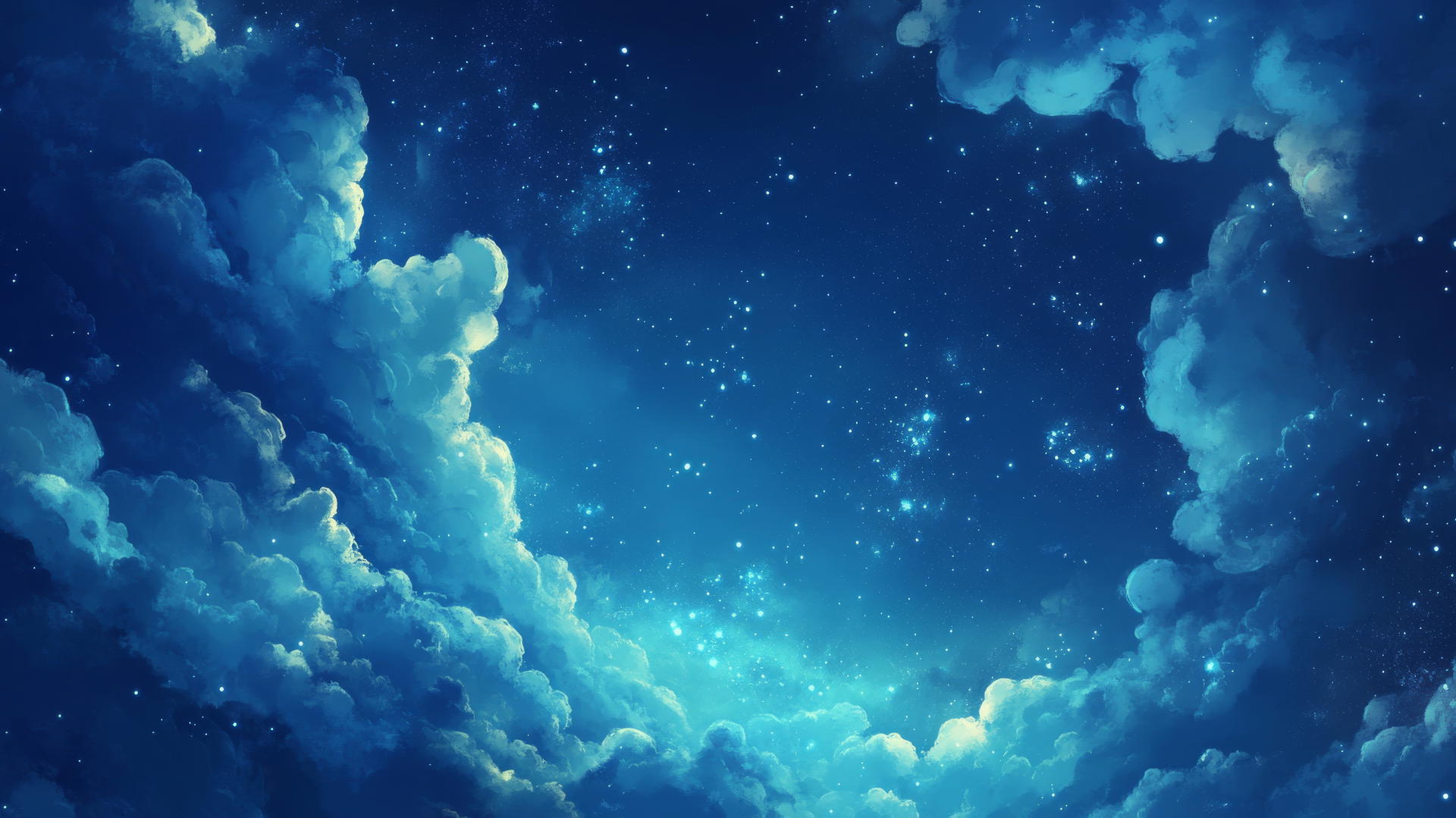 blue background wallpaper with celestial blue clouds on a twilight sky