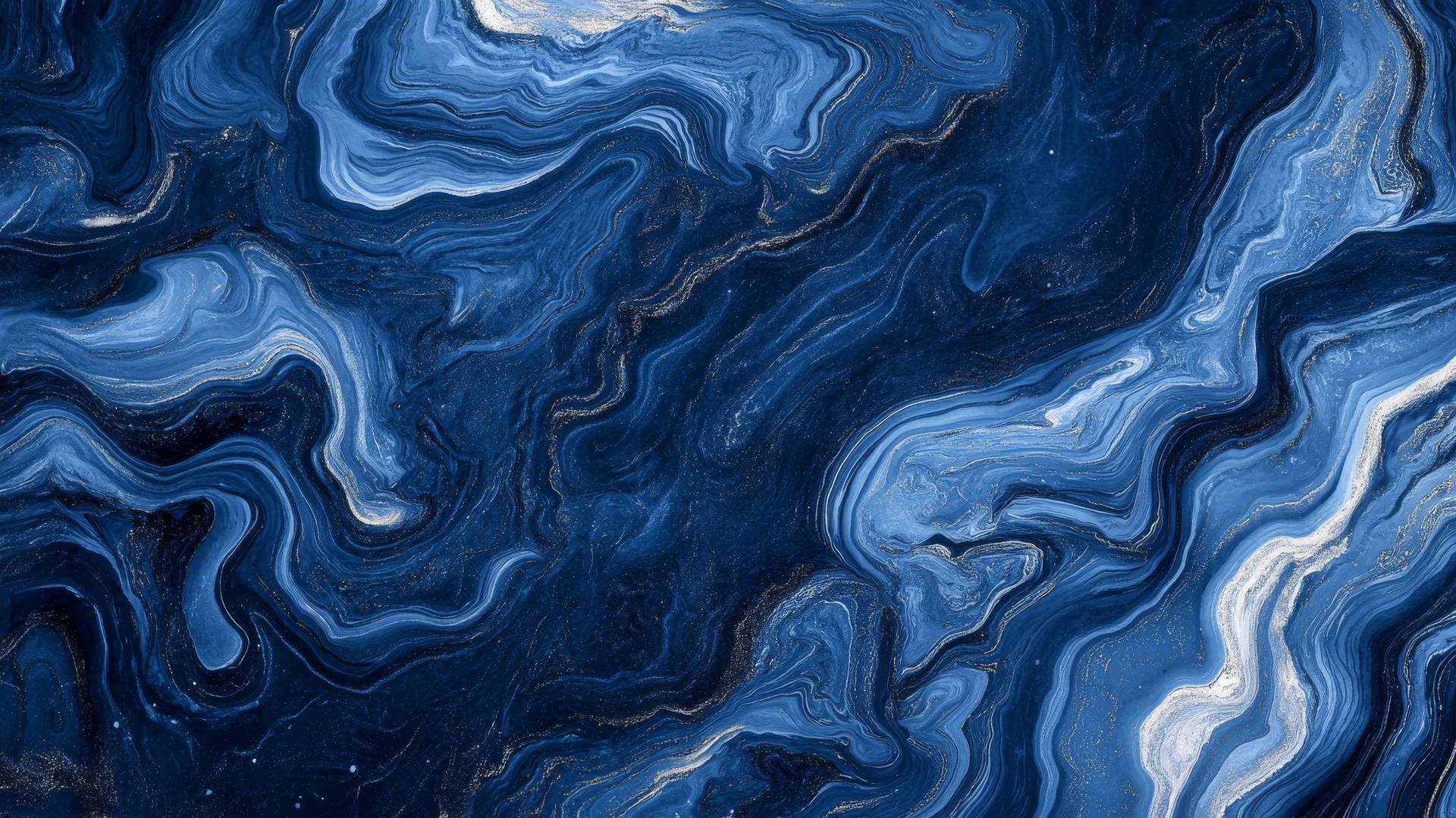 blue background wallpaper with fluid marble patterns in rich blue tones, white and silver veins
