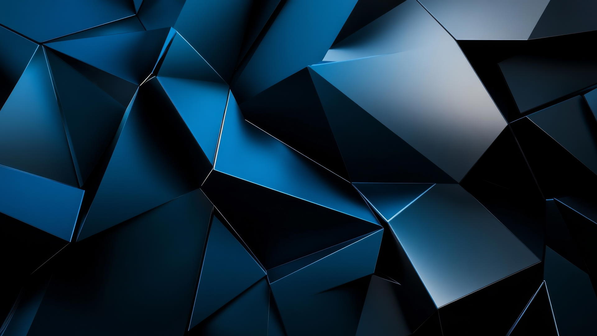 black and blue wallpaper with abstract geometric shapes, sharp angles, and gradients