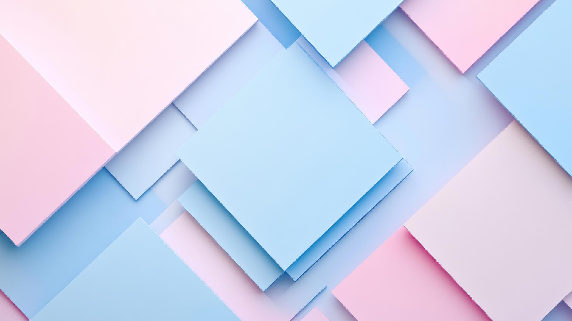Pink and blue wallpaper with overlapping geometric shapes and soft gradients.