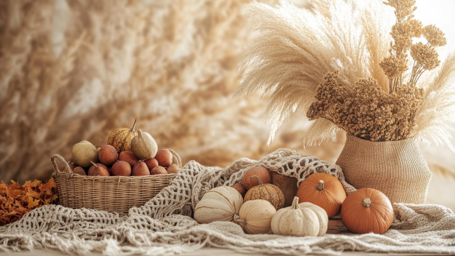 Thanksgiving wallpaper aesthetic with bohemian-inspired decor
