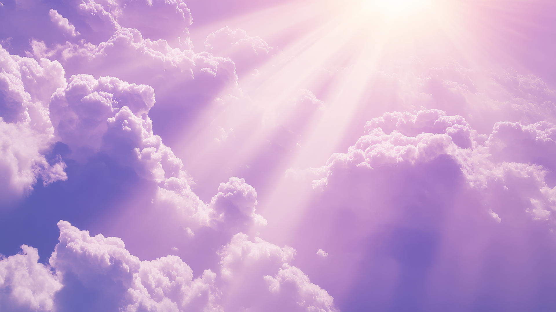 light purple wallpaper with delicate clouds and beams of sunlight