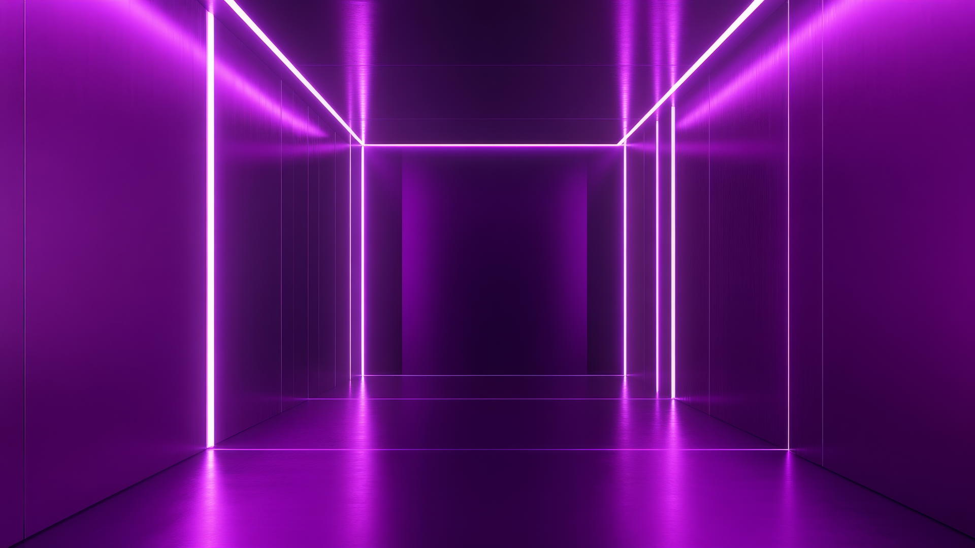 A sleek modern purple wallpaper aesthetic with abstract geometric shapes and glowing edges.