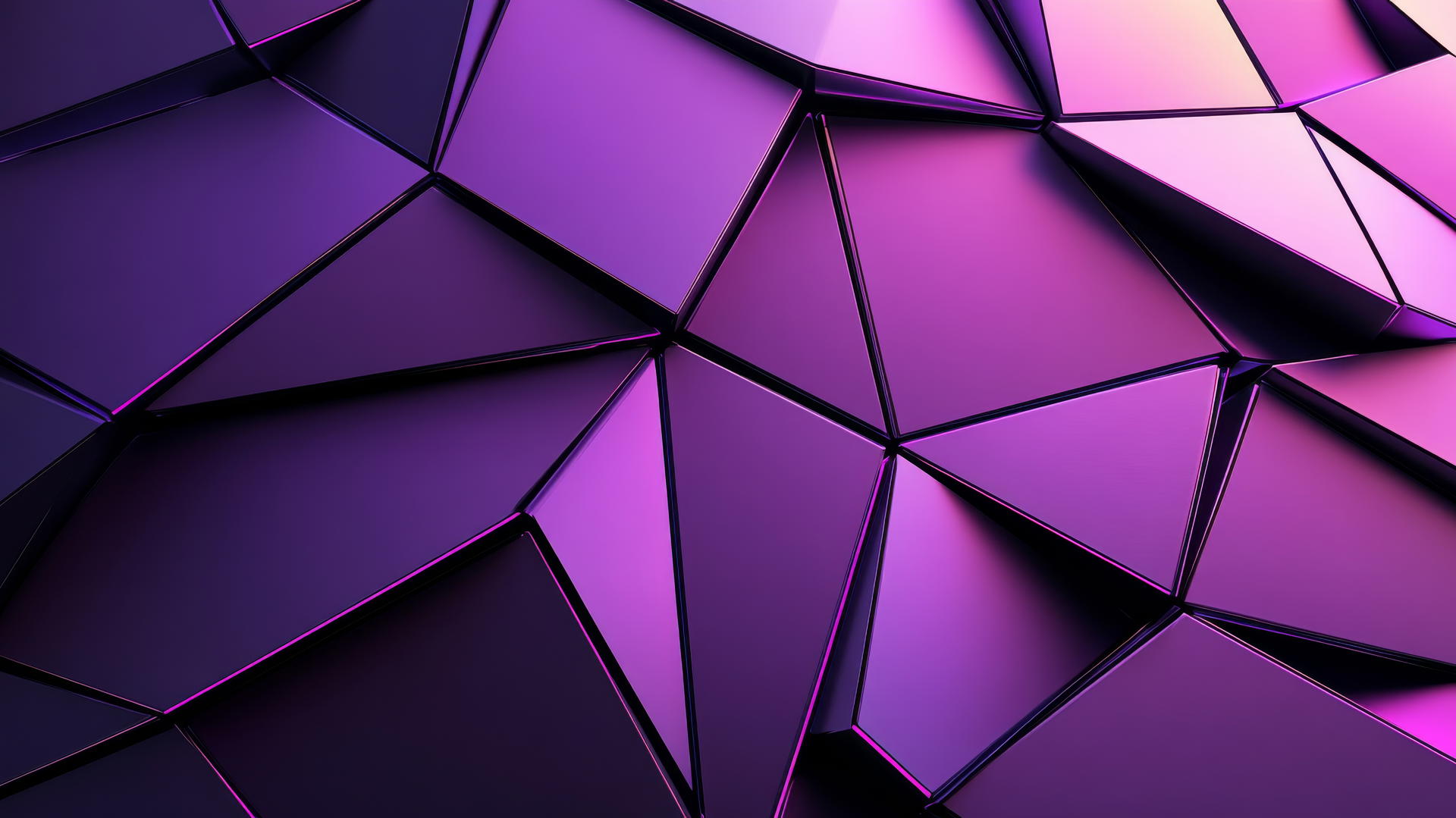 Geometric purple background wallpaper with overlapping triangles and glowing edges