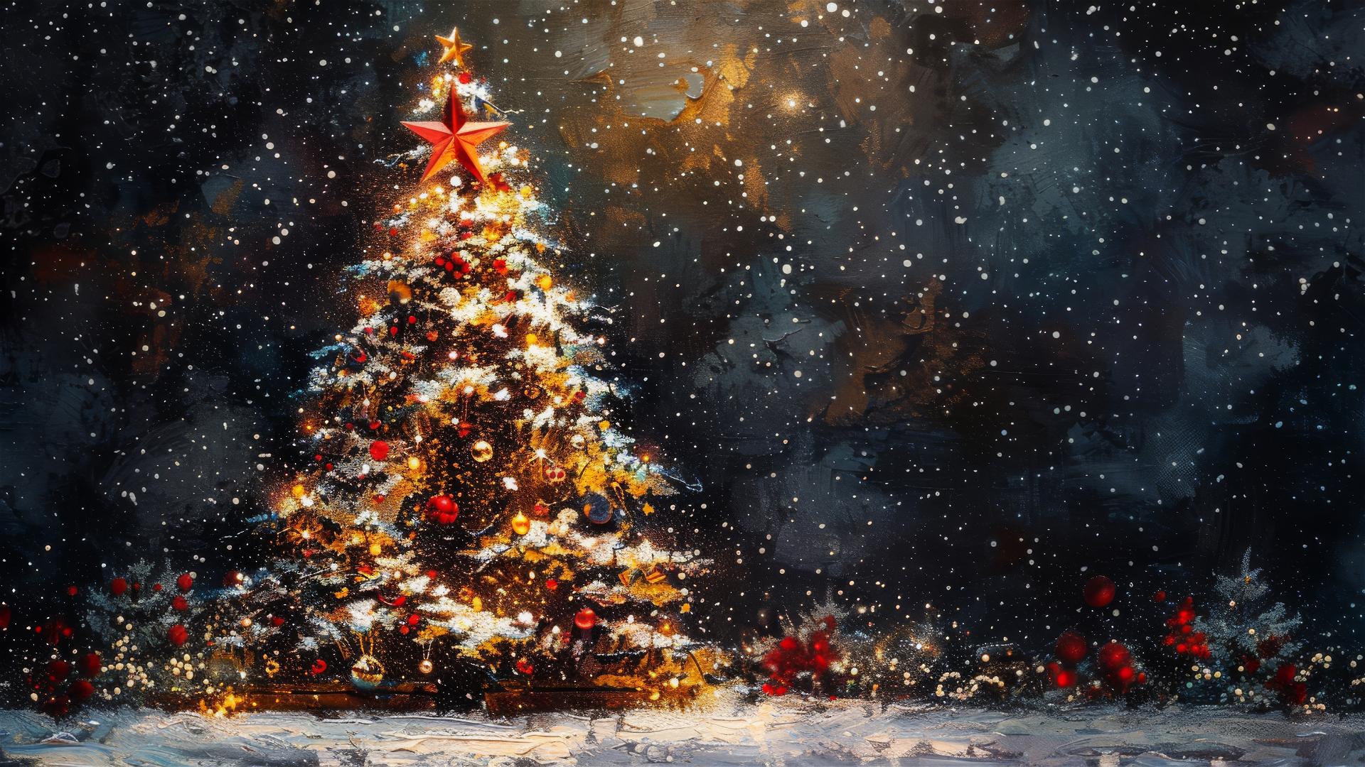 Christmas tree decorated with lights