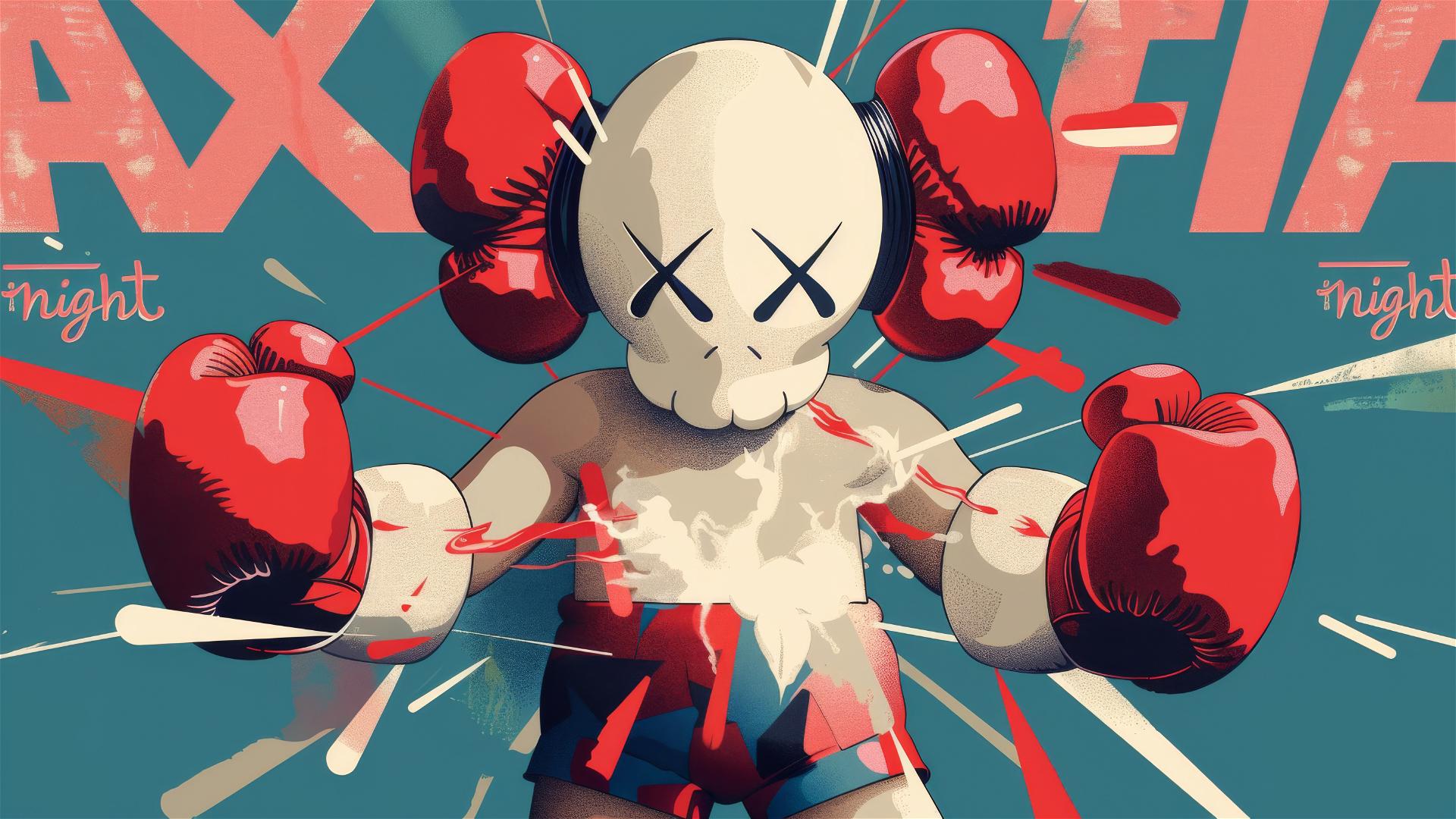 Vector logo of a surreal fighter by KAWS