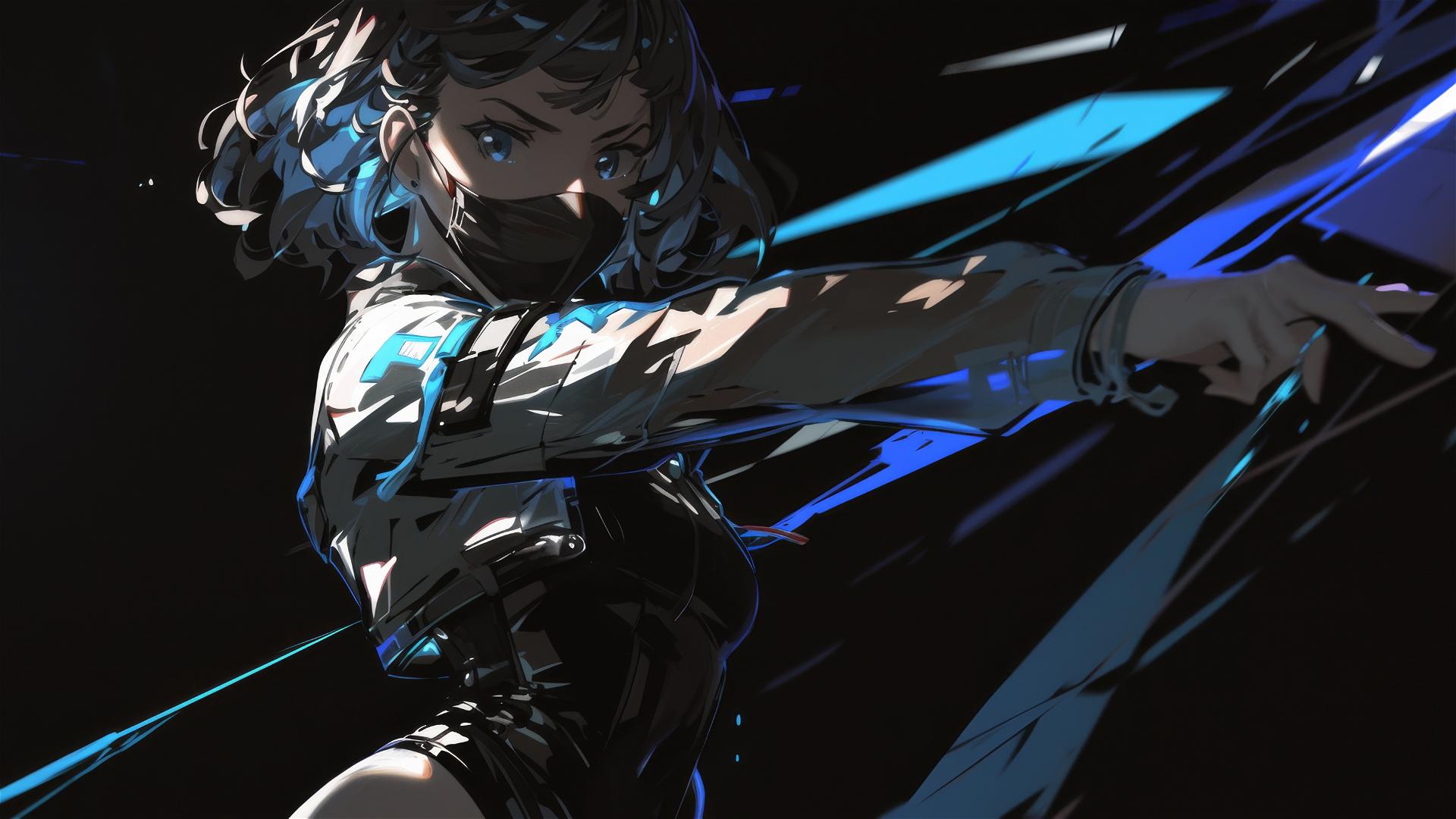 Motorsport racer girl with masked face and highlighted thigh in dynamic pose