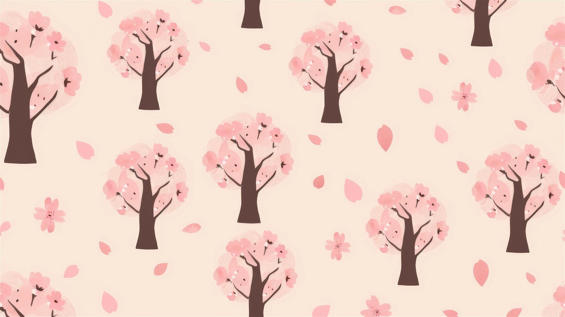 Simple minimalistic sakura tree pattern