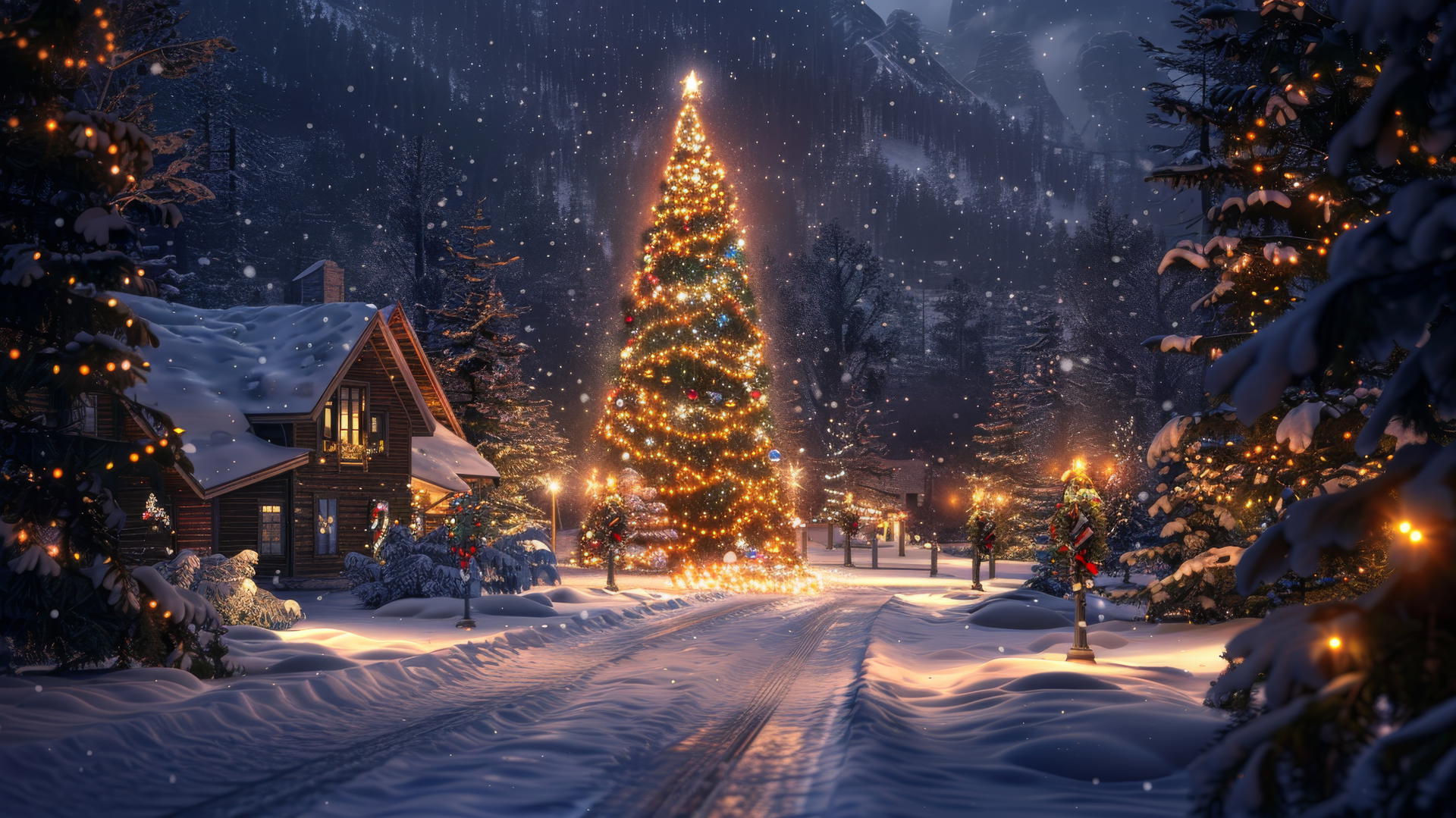 Festive Christmas-themed background with holiday elements