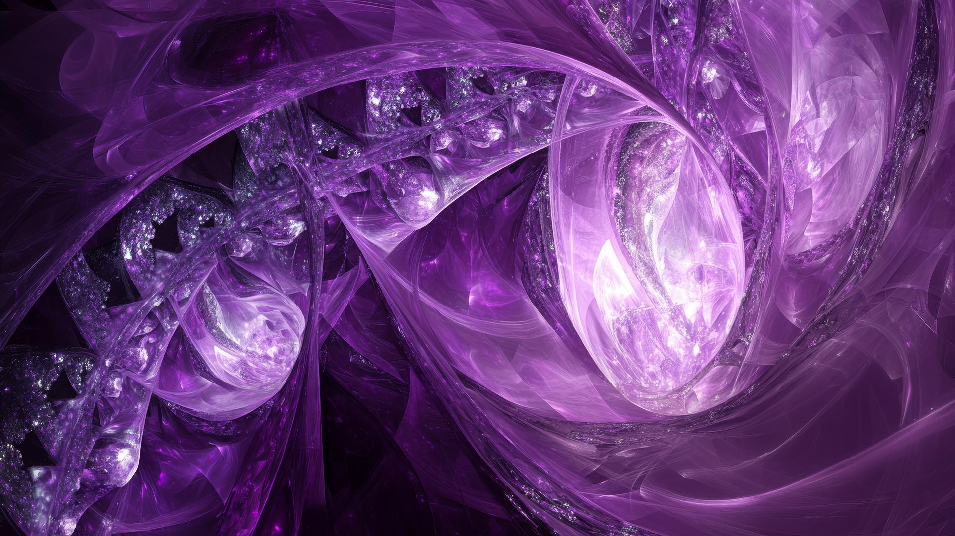 crystal-clear purple fractal design with geometric shapes, purple wallpaper 4k