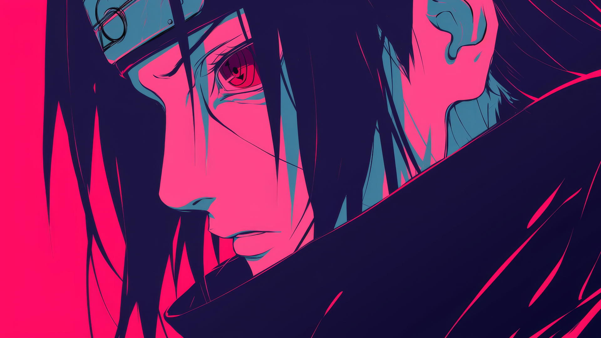 minimalist Itachi Uchiha drawing with essential lines