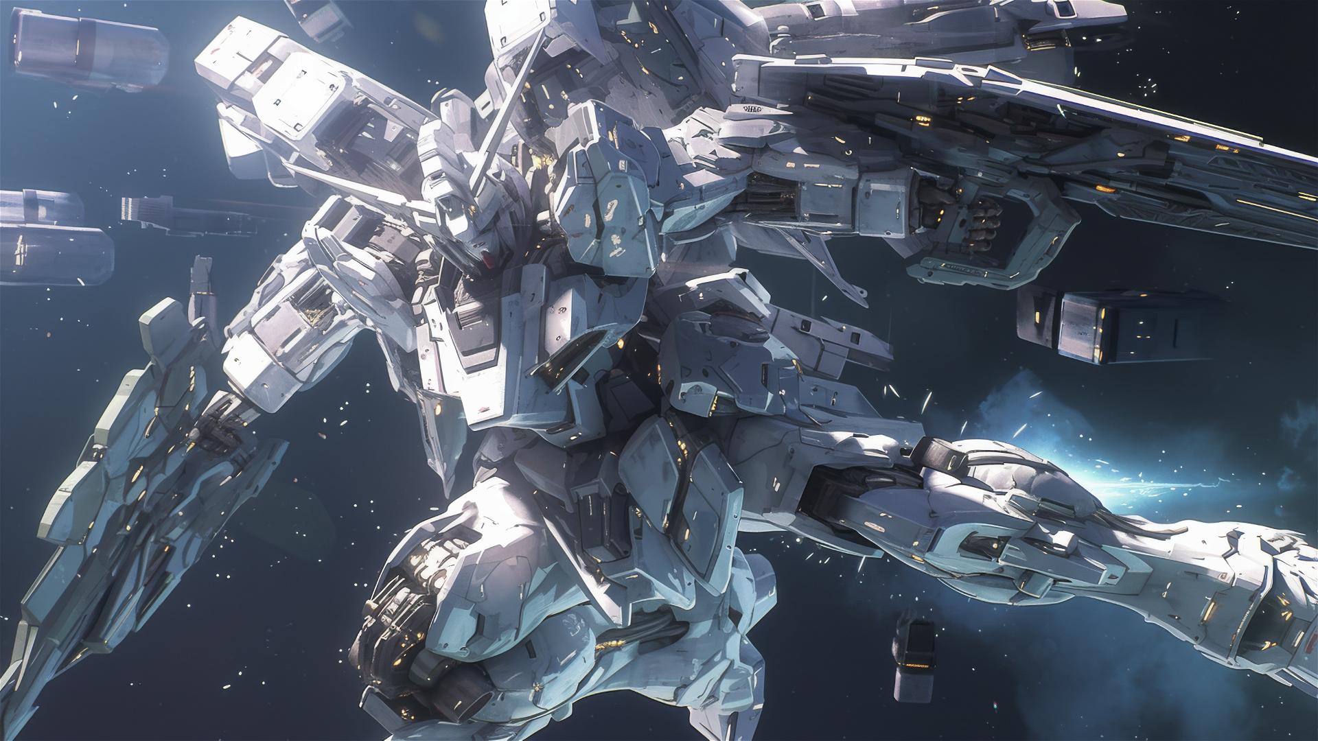 Gundam suit flying, Roger Deakins style