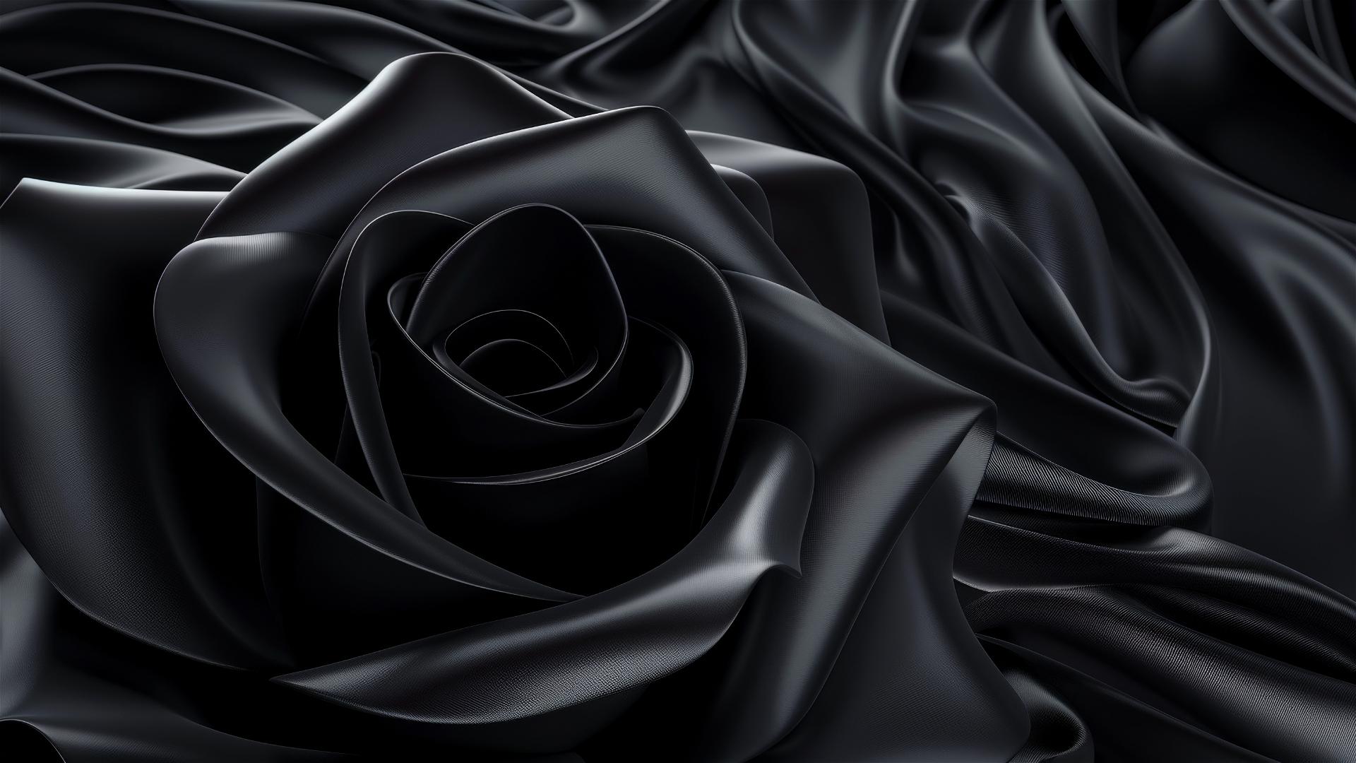 Elegant black rose-inspired shapes flowing on iPhone screen