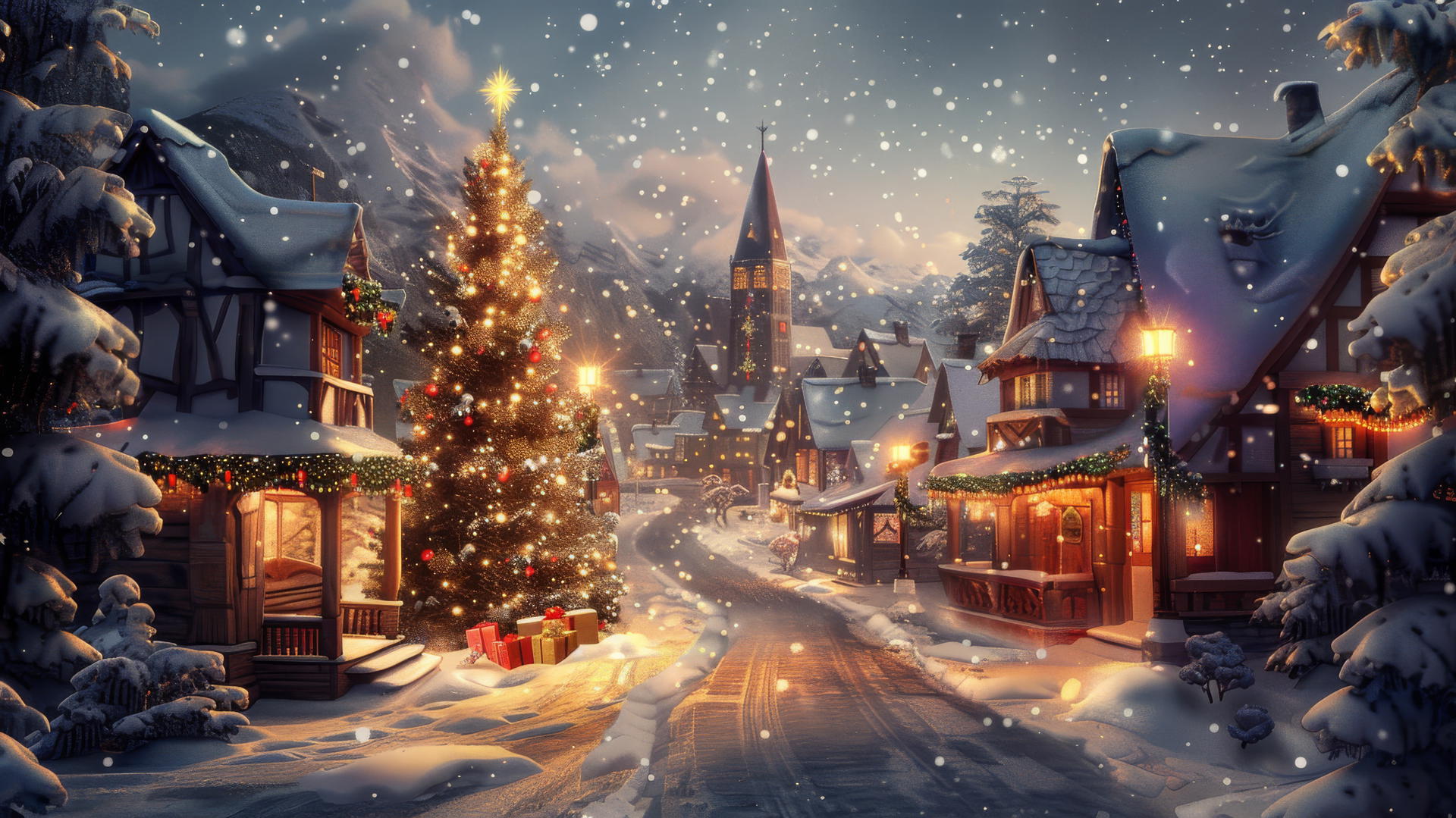 Festive Christmas background with holiday elements