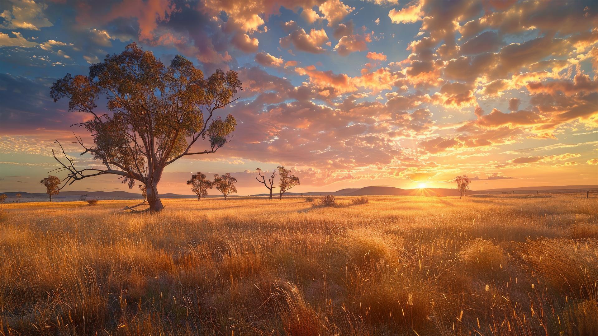 Outback Australian plains and Red Gums in New South Wales