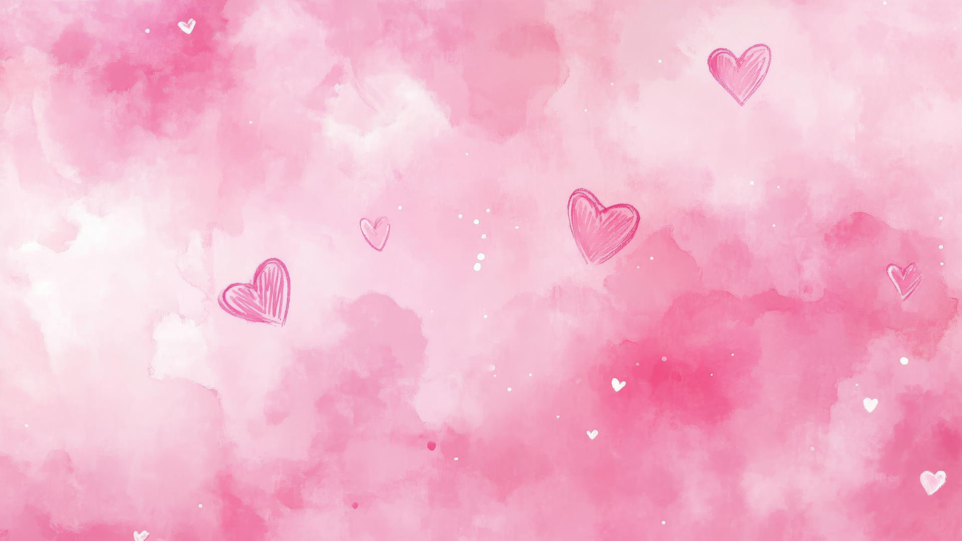 aesthetic cute pink wallpaper with watercolor brush strokes and tiny hearts
