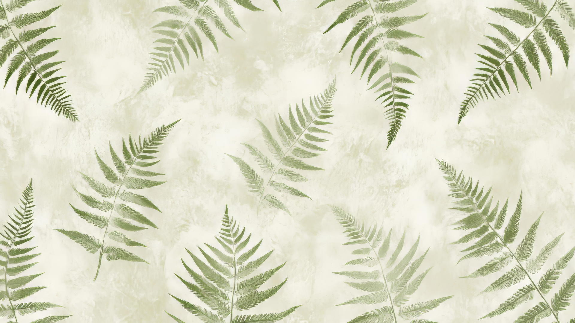 sage green aesthetic wallpaper with fern leaves on a light textured background