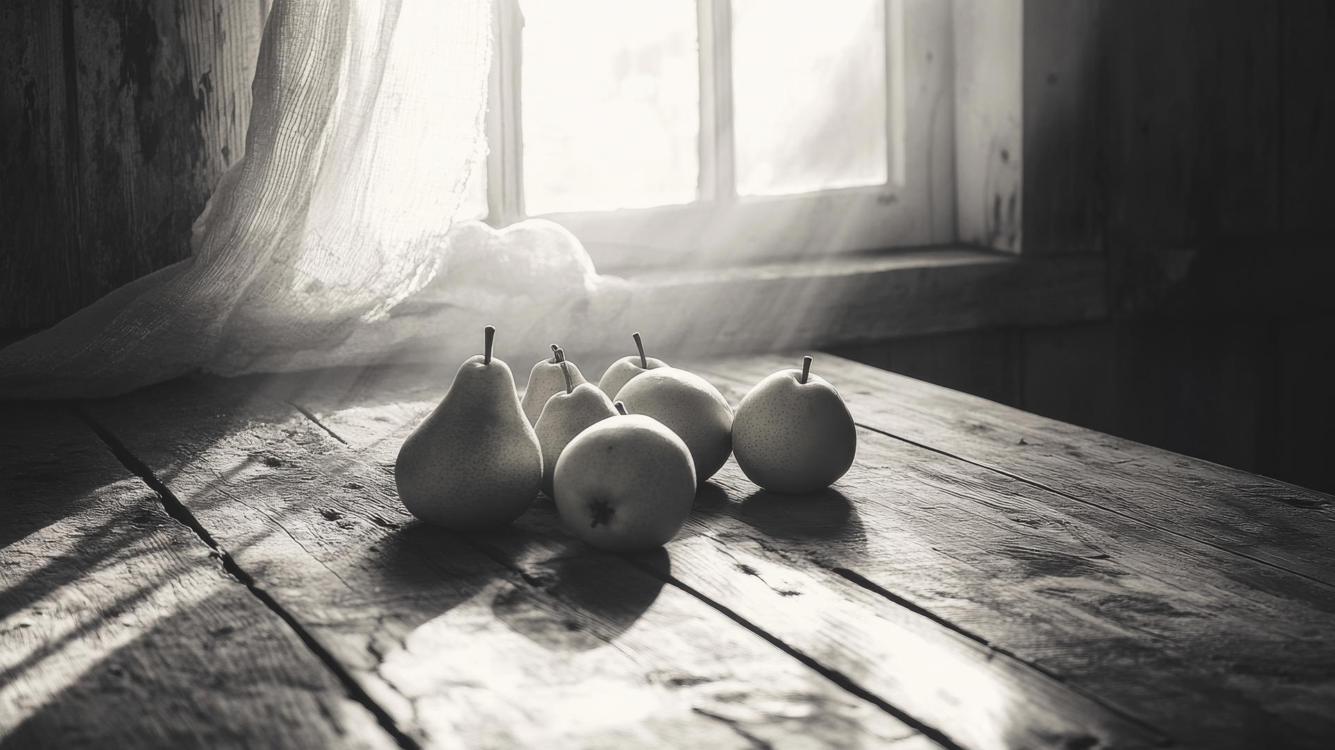 aesthetic thanksgiving wallpaper with apples and pears on a rustic wooden table