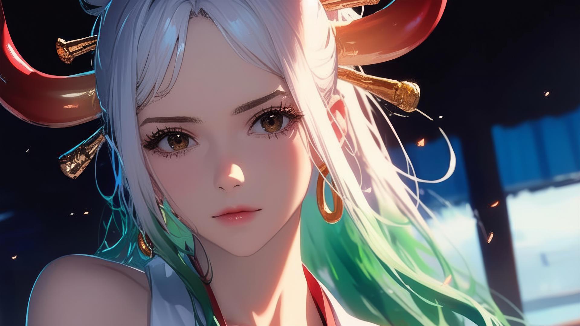 Art rendering of Yamato from One Piece anime series
