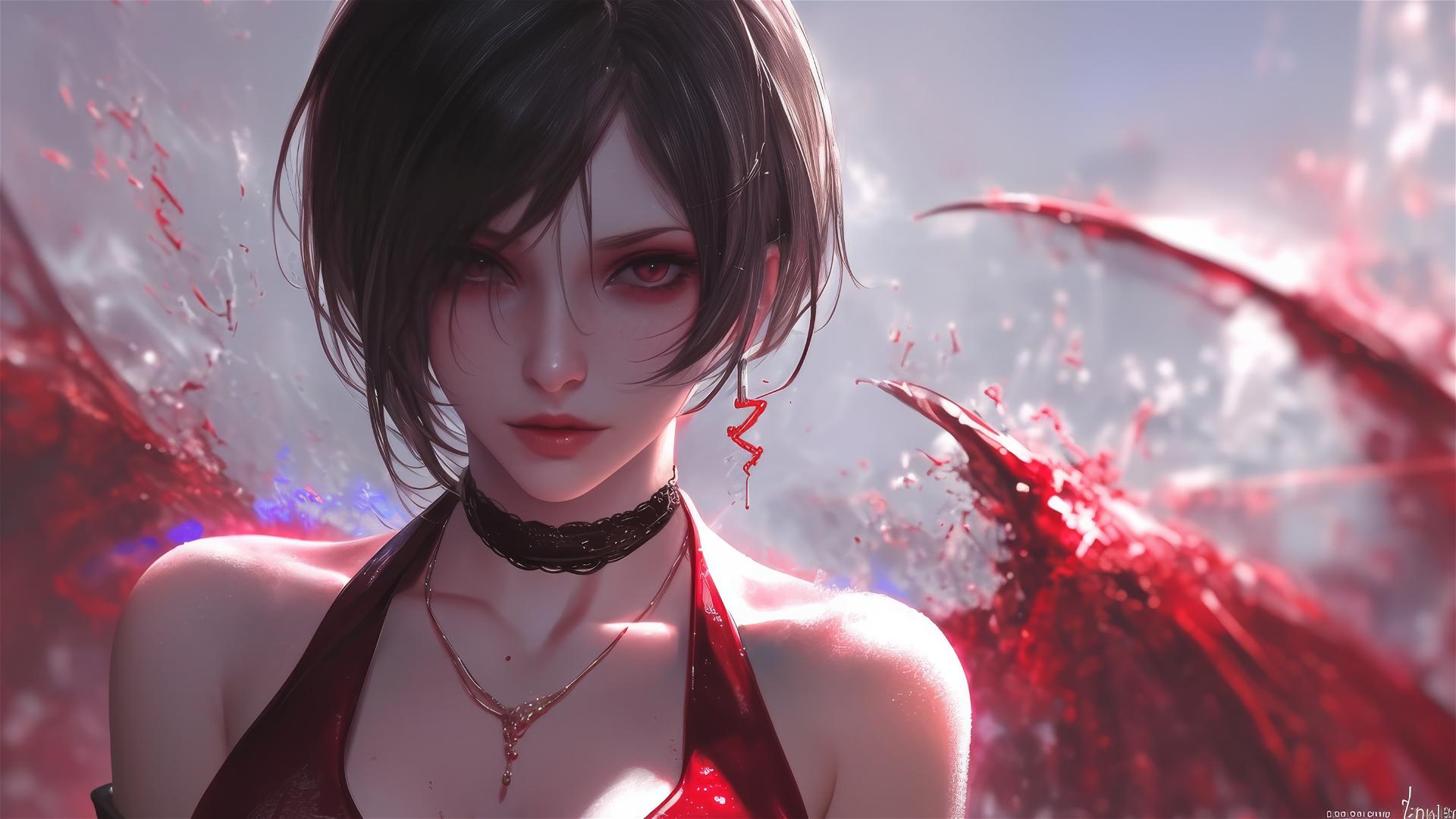 Ada Wong from Resident Evil in a dramatic pose