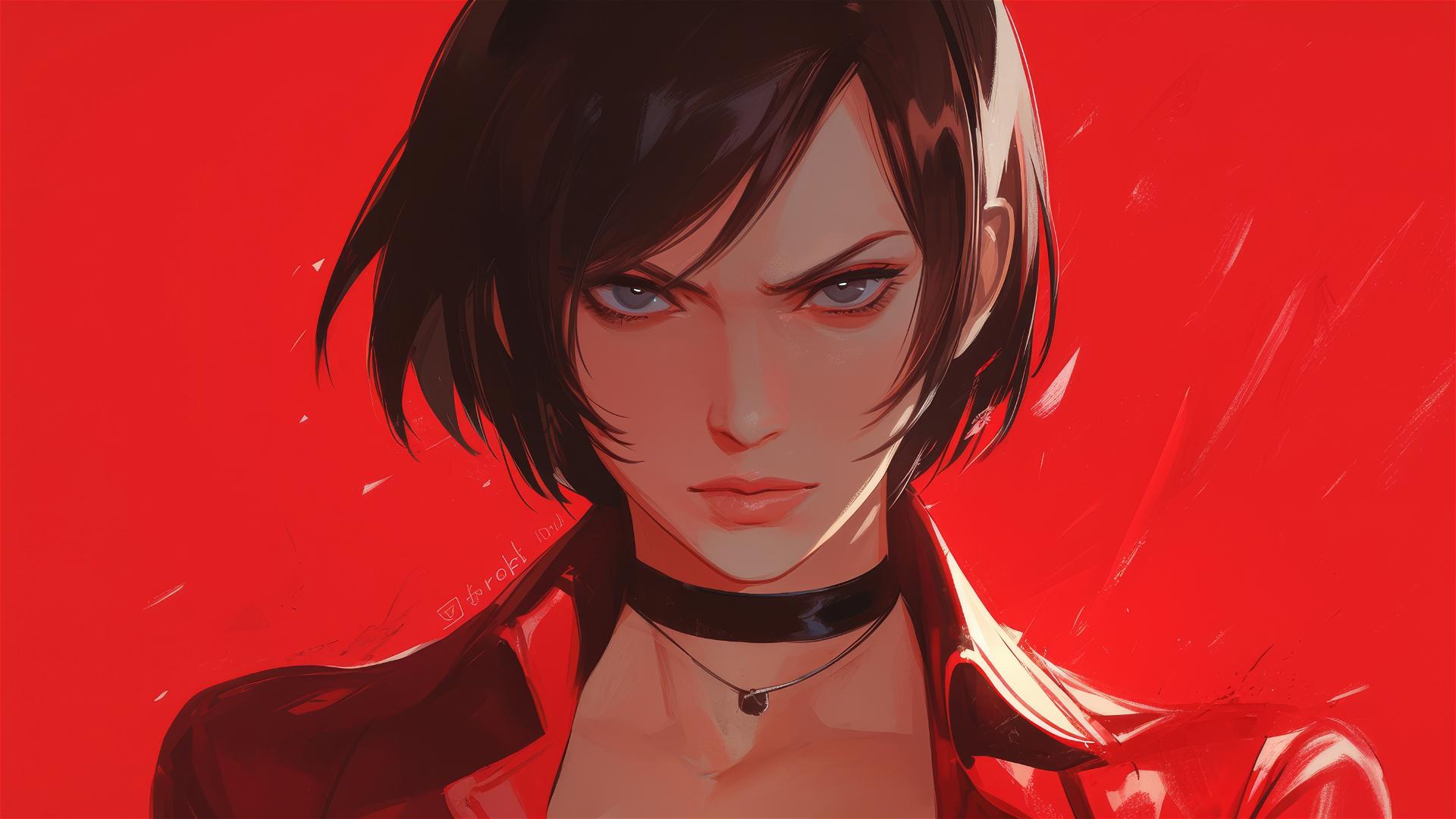 Ada Wong from Resident Evil with a sleek and determined expression
