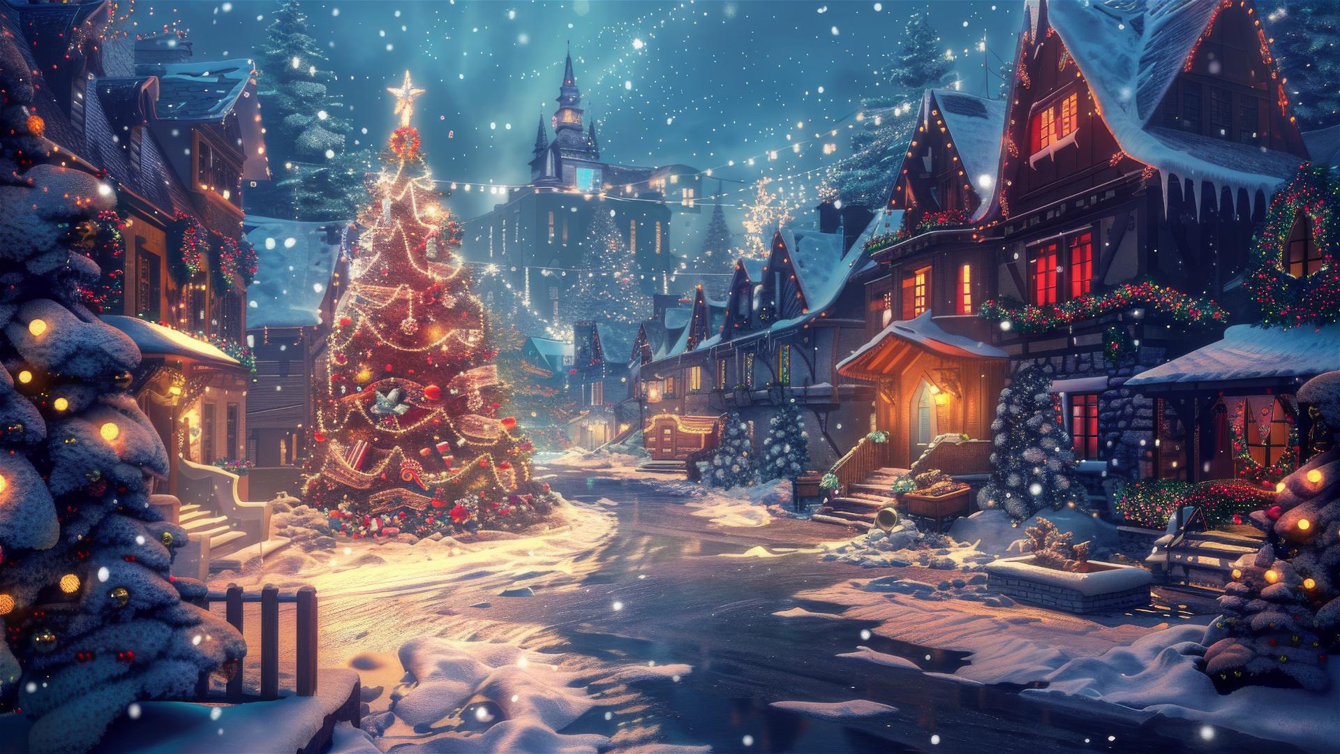 festive Christmas background with holiday decorations