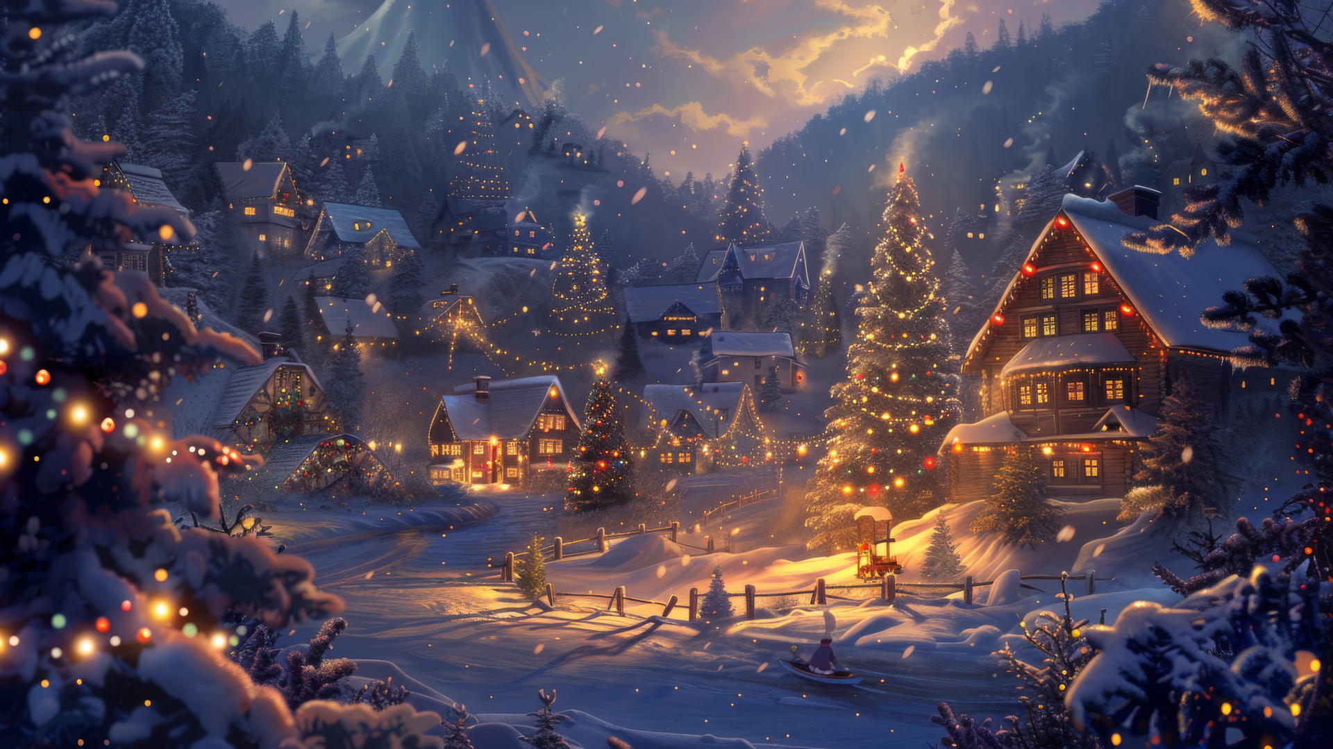 Festive Christmas background with holiday elements in 4K resolution.