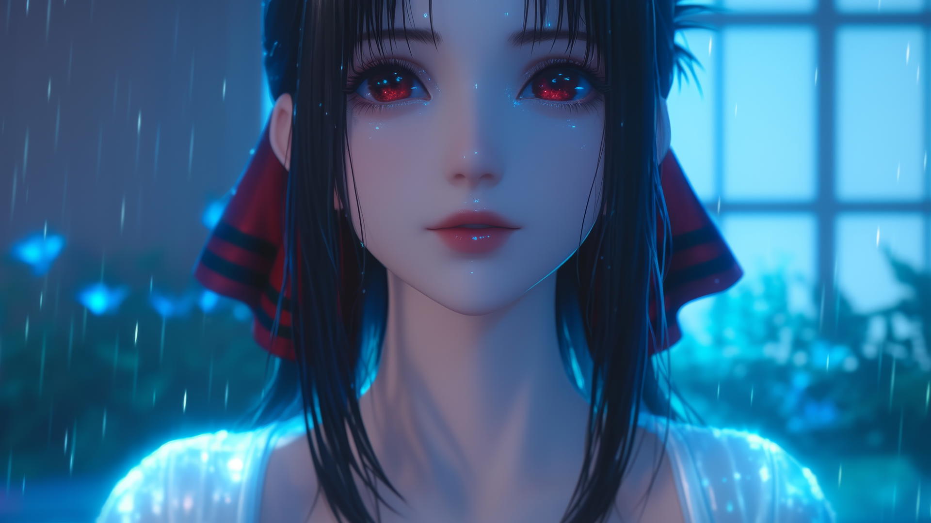 Kaguya Shinomiya from Kaguya-sama wa Kokurasetai with red eyes